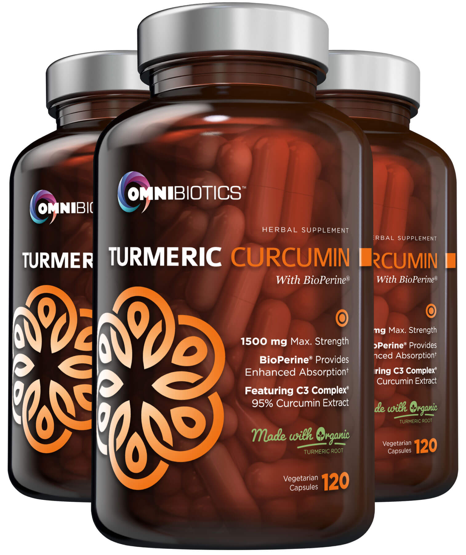 Organic Turmeric Curcumin 3 Bottle Bundle