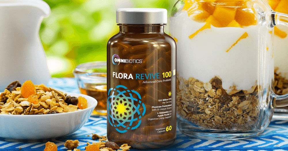 flora revive probiotic supplement 100 billion cfu capsules omnibiotics 3D render