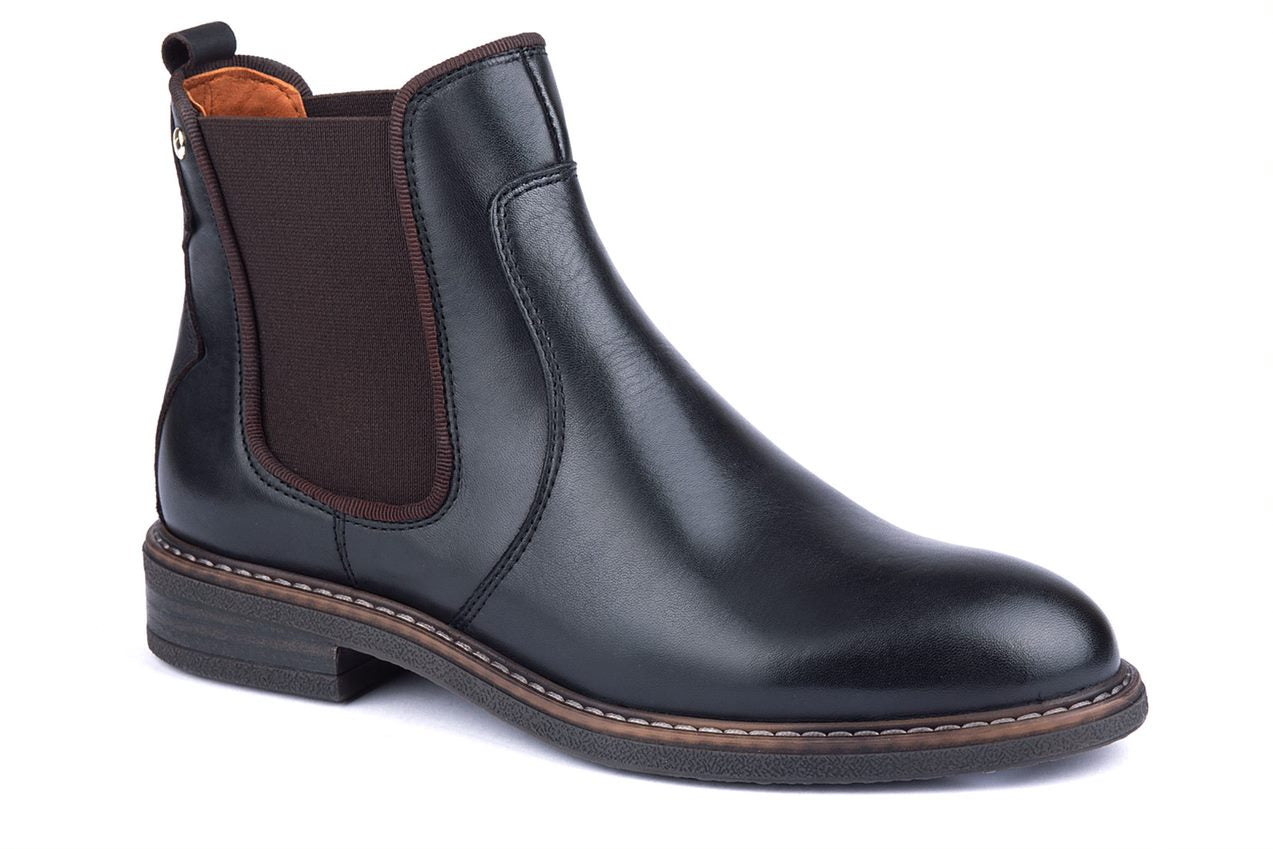 Pikolinos Aldaya W8J-8751C1 Ladies Black Leather Pull On Ankle Boots