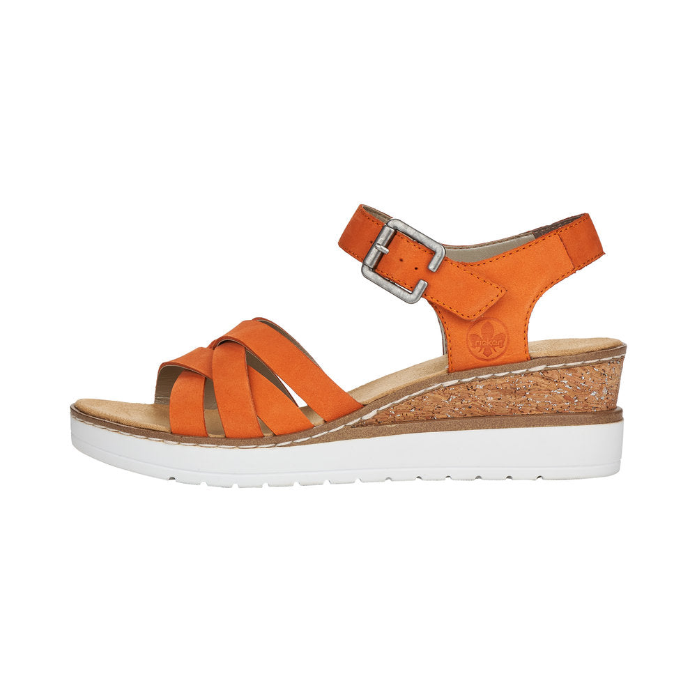 Rieker V3863-38 Ladies Orange Leather Sandals – elevate your sole
