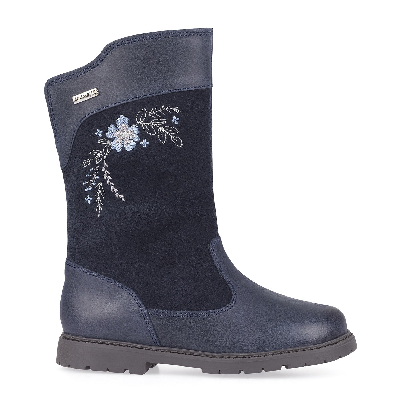 navy calf length boots