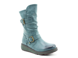 blue calf length boots