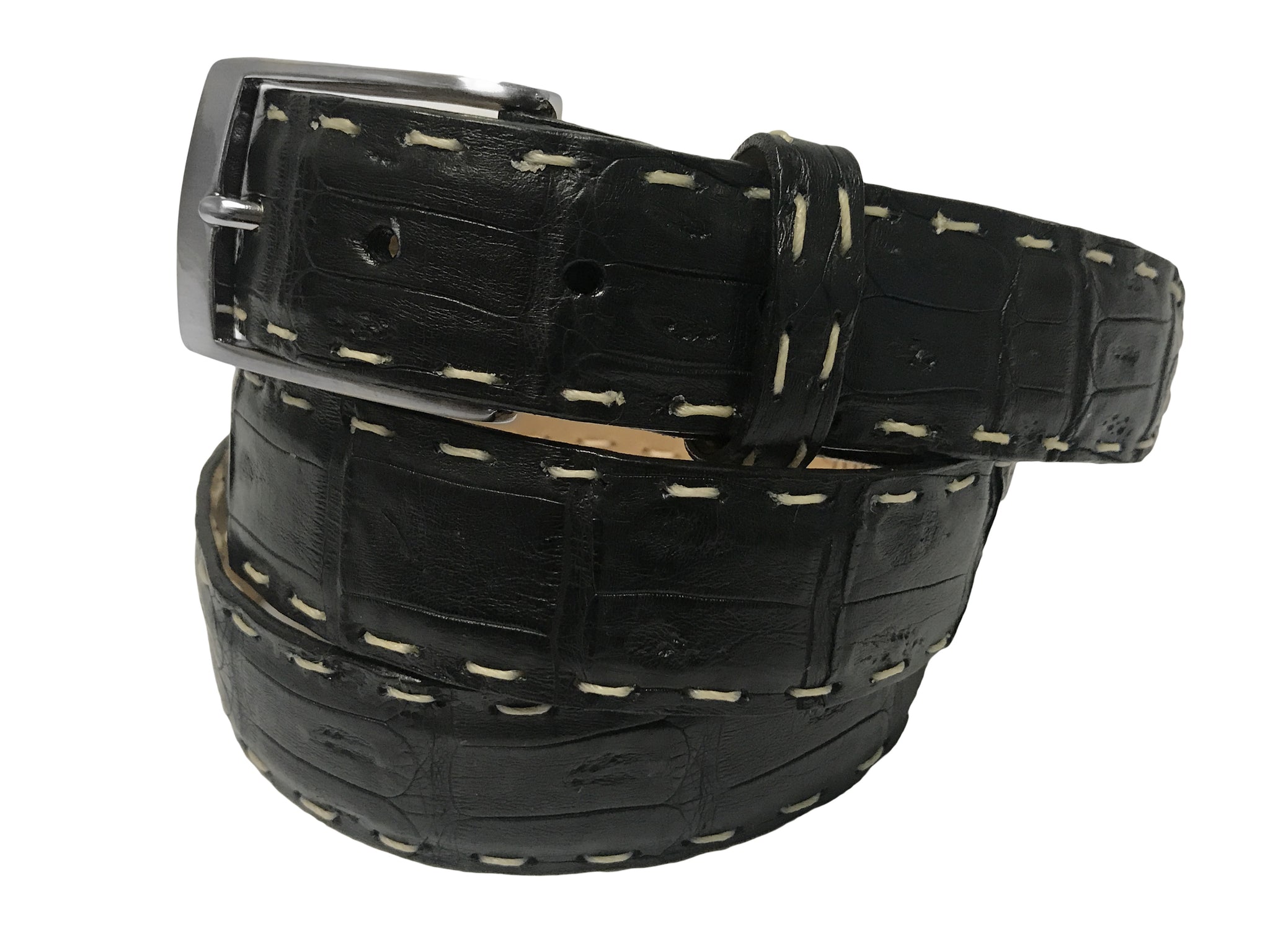 Caiman Skin Pick Stitch Belt Black - Fresco Golf