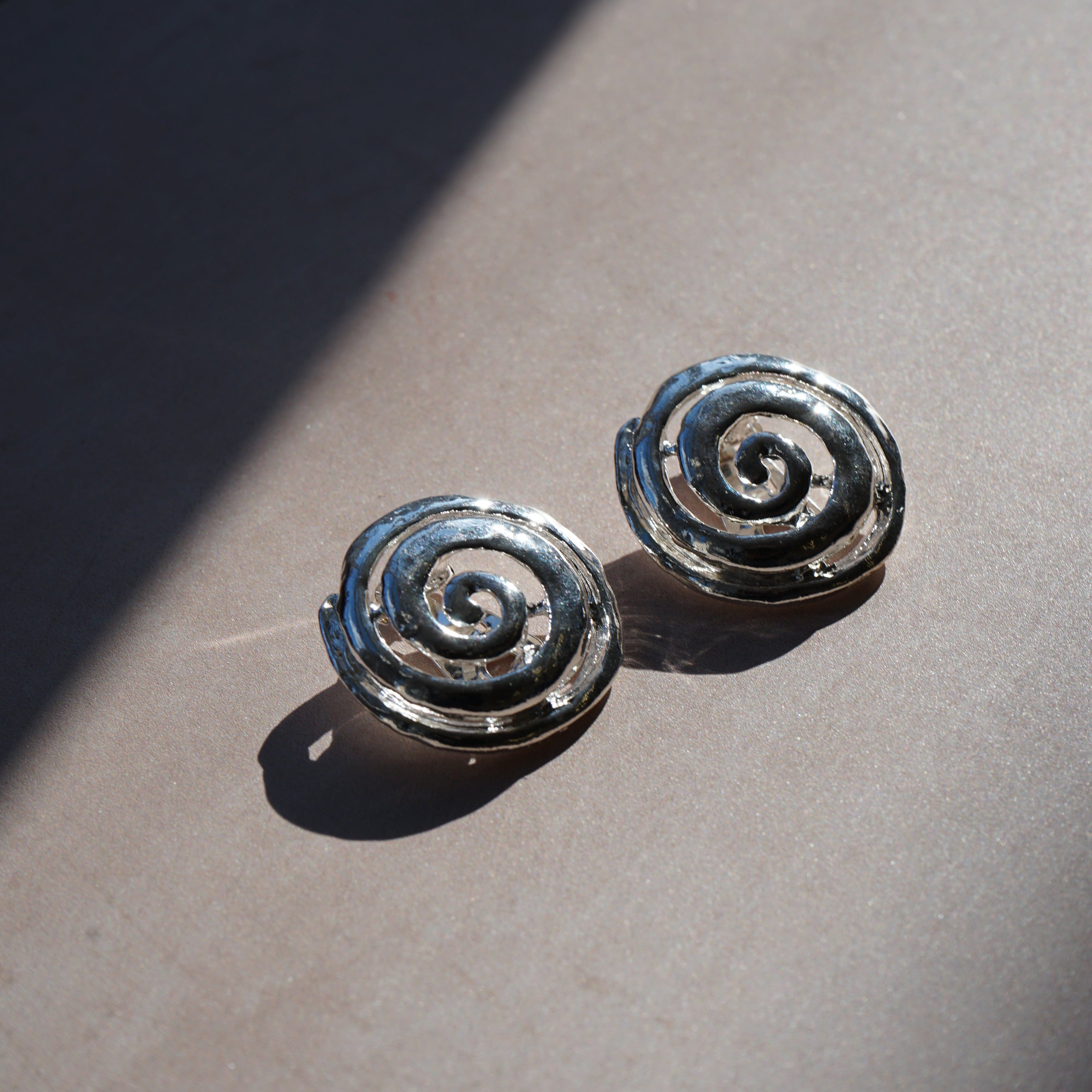 Vintage Swirl Clip-On Earrings - Silver - Orelia Vintage