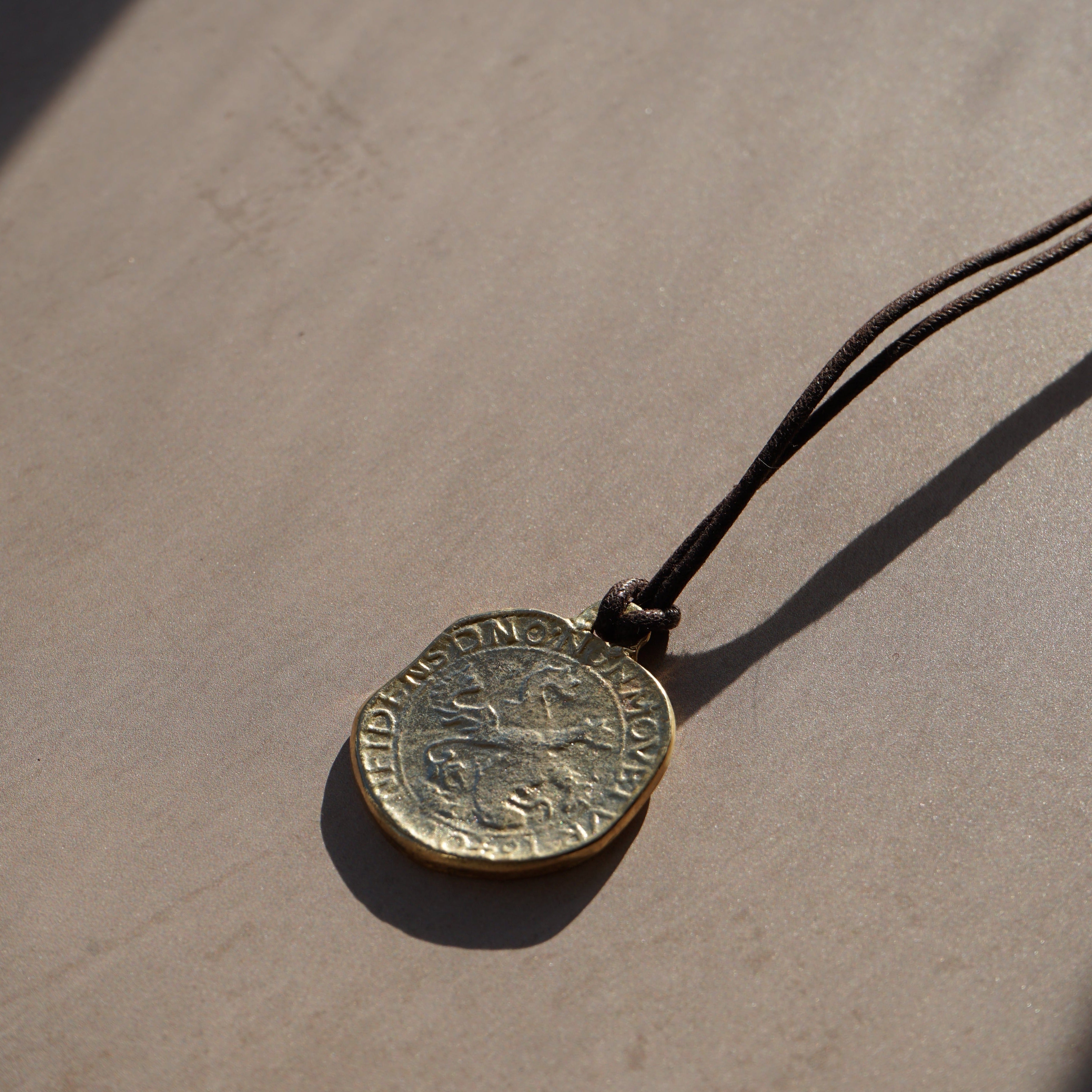 Vintage Grecian Coin Cord Necklace - Gold - Orelia Vintage