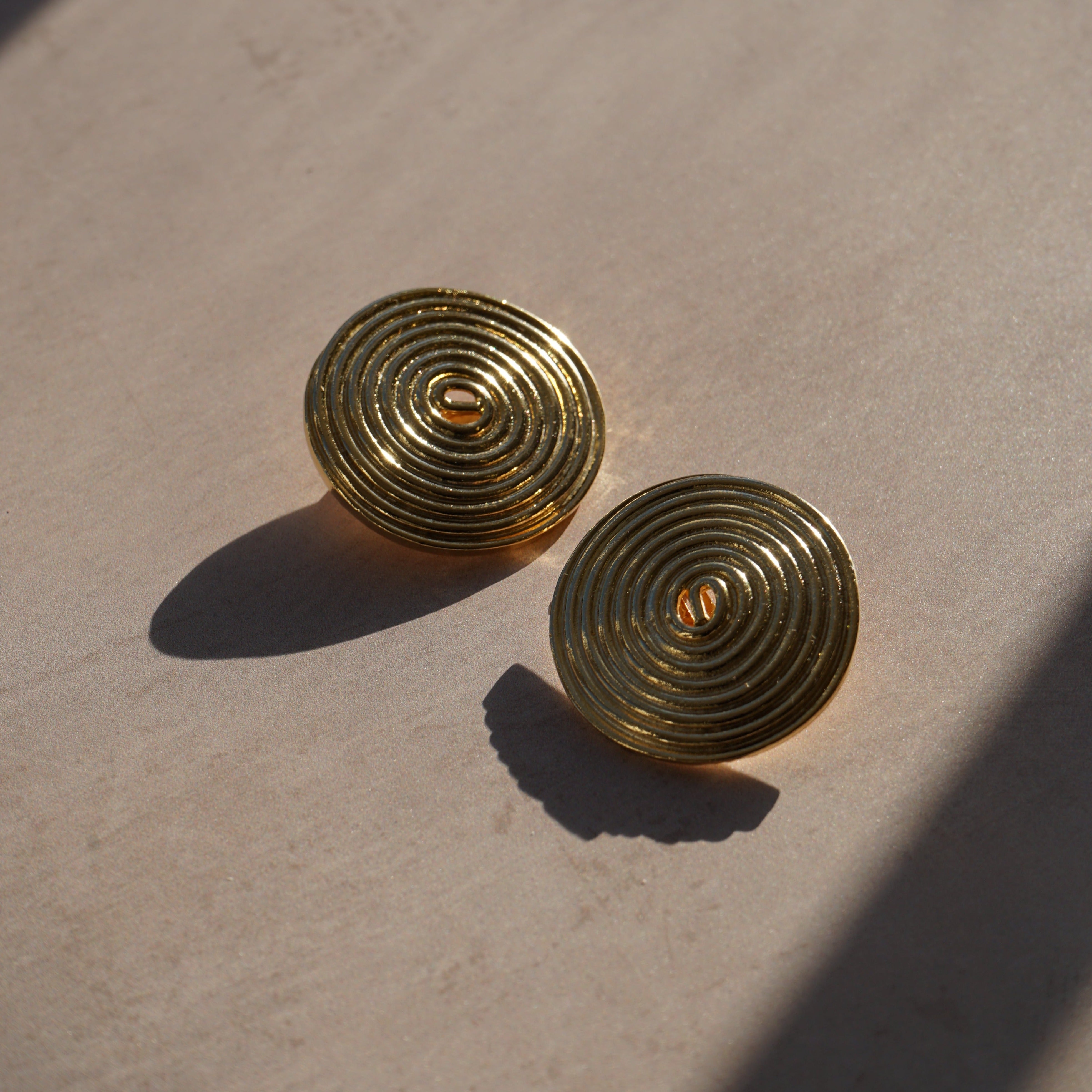 Vintage Statement Spiral Clip-On Earrings - Gold - Orelia Vintage