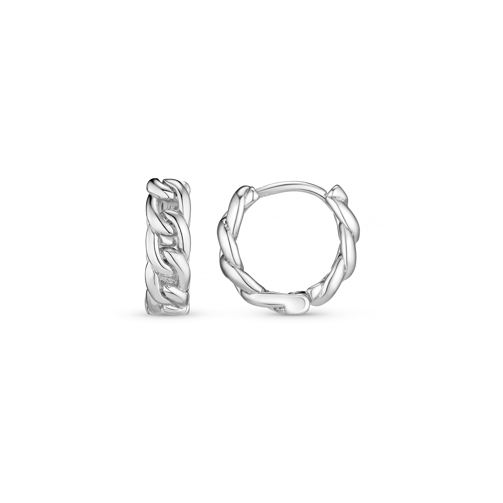 Mini Chain Huggie Hoop Earrings - Silver - Orelia London