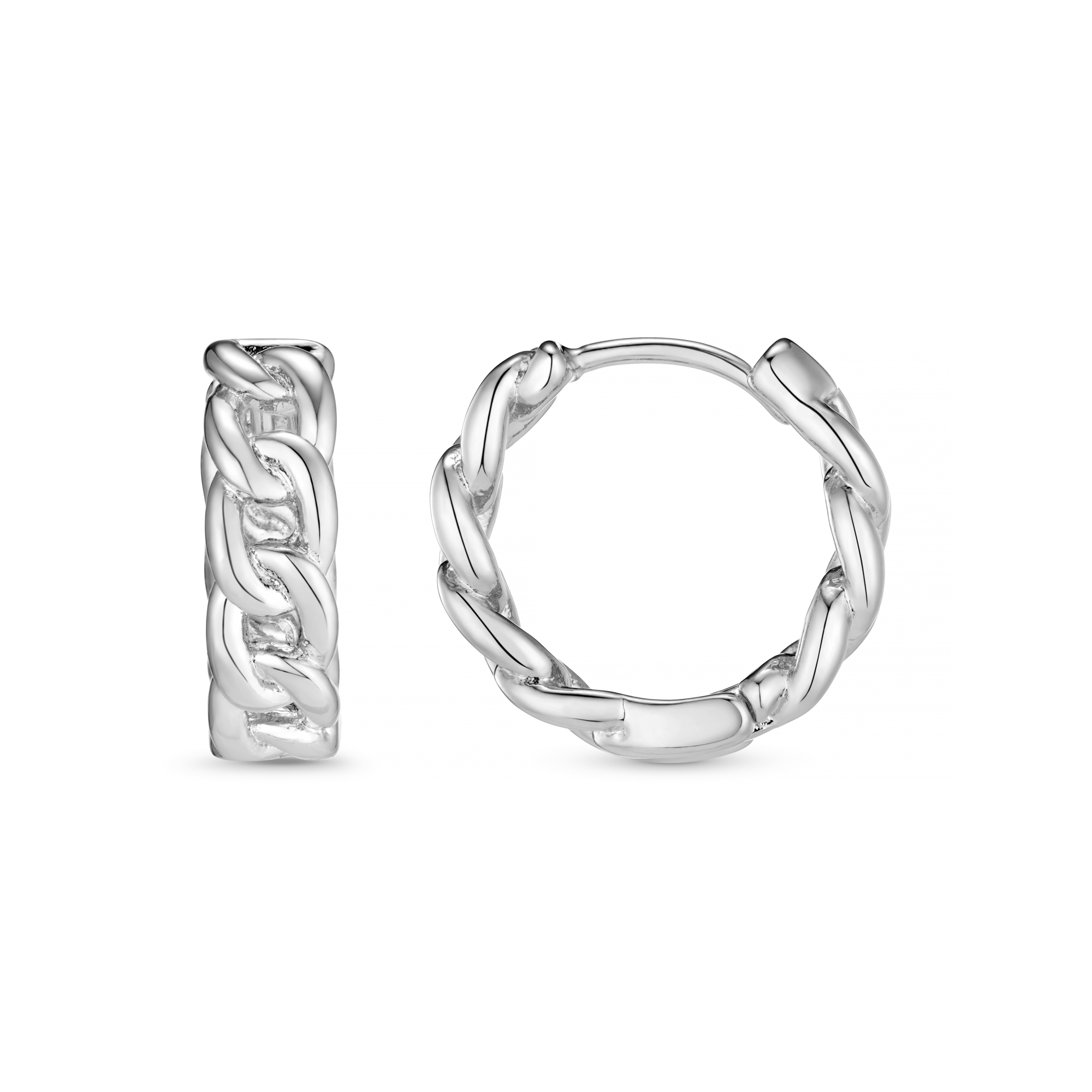 Chain Huggie Hoop Earrings - Silver - Orelia London