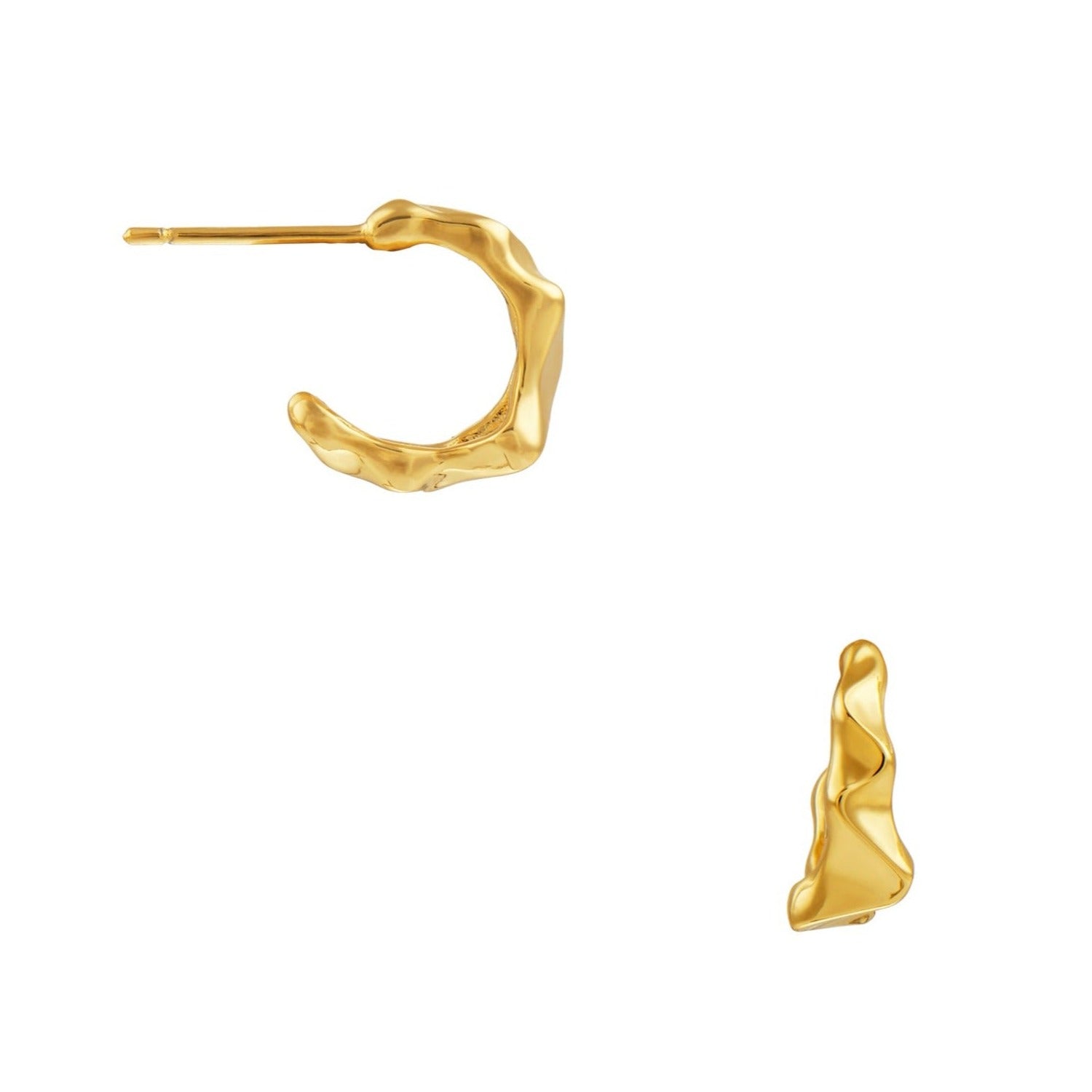 Geo Angled Huggie Hoop Earrings - Gold - Orelia London