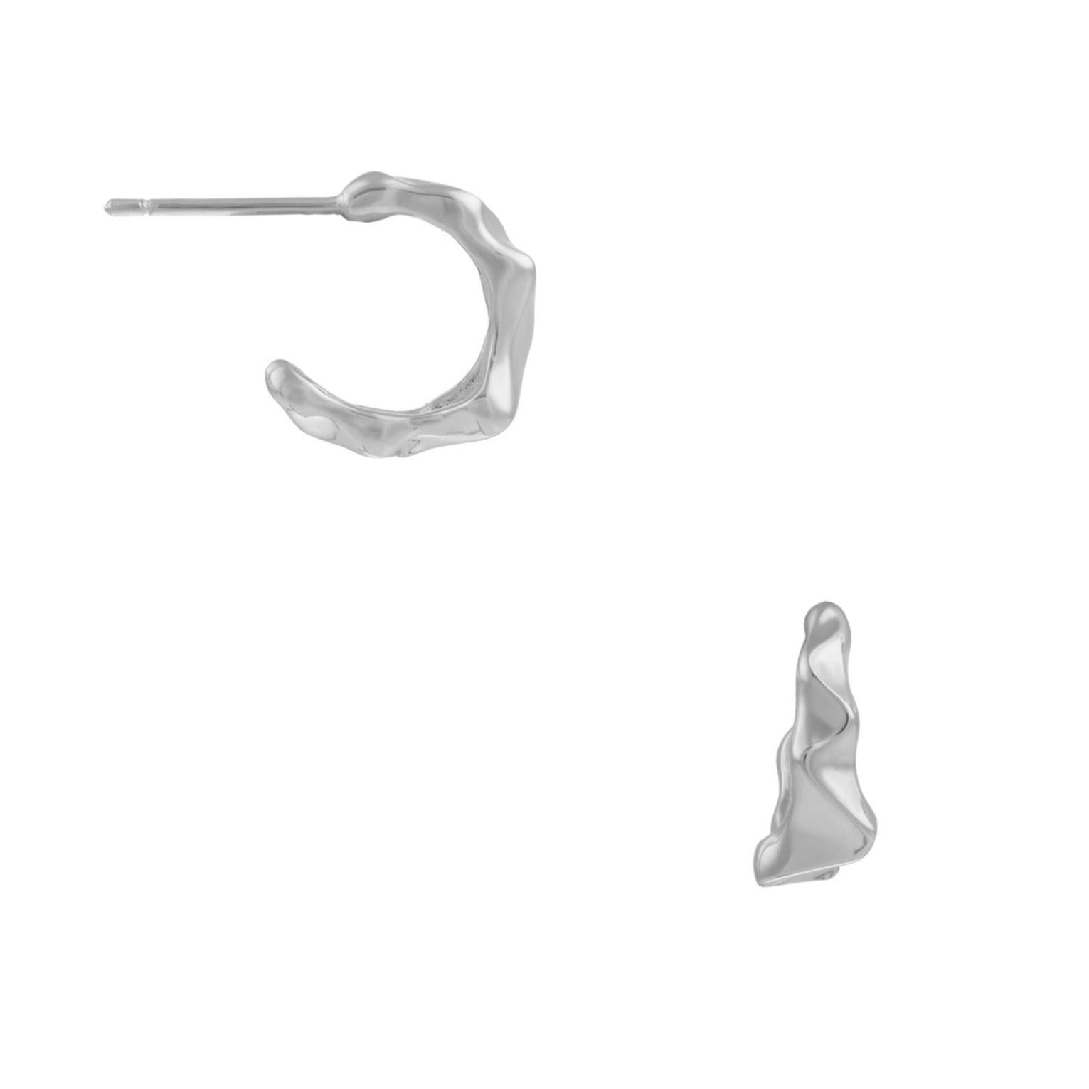 Geo Angled Huggie Hoop Earrings - Silver - Orelia London