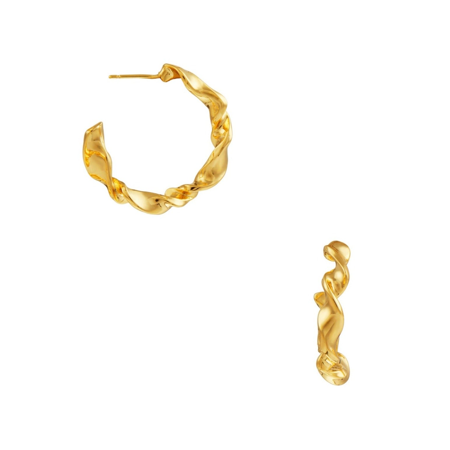 Abstract Ribbon Mid-Sized Hoop Earrings - Orelia London
