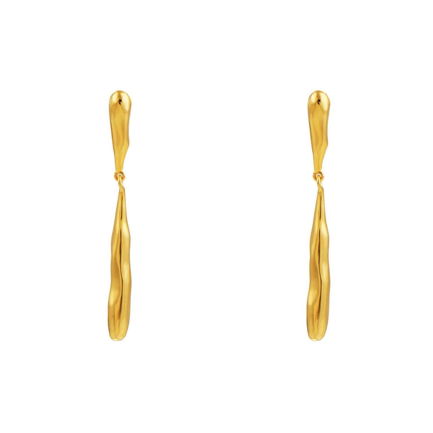 Organic Droplet Stud Earrings - Gold - Orelia London