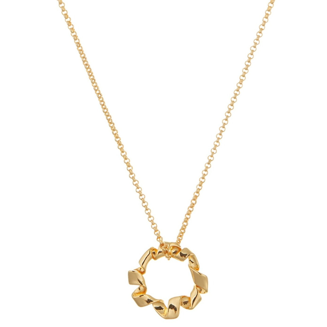 Ribbon Twist Open Circle Necklace - Gold - Orelia London