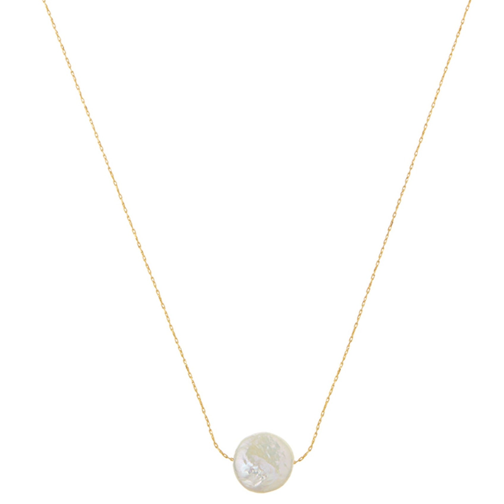 Stationed Flat Pearl Collar Necklace - Gold - Orelia London
