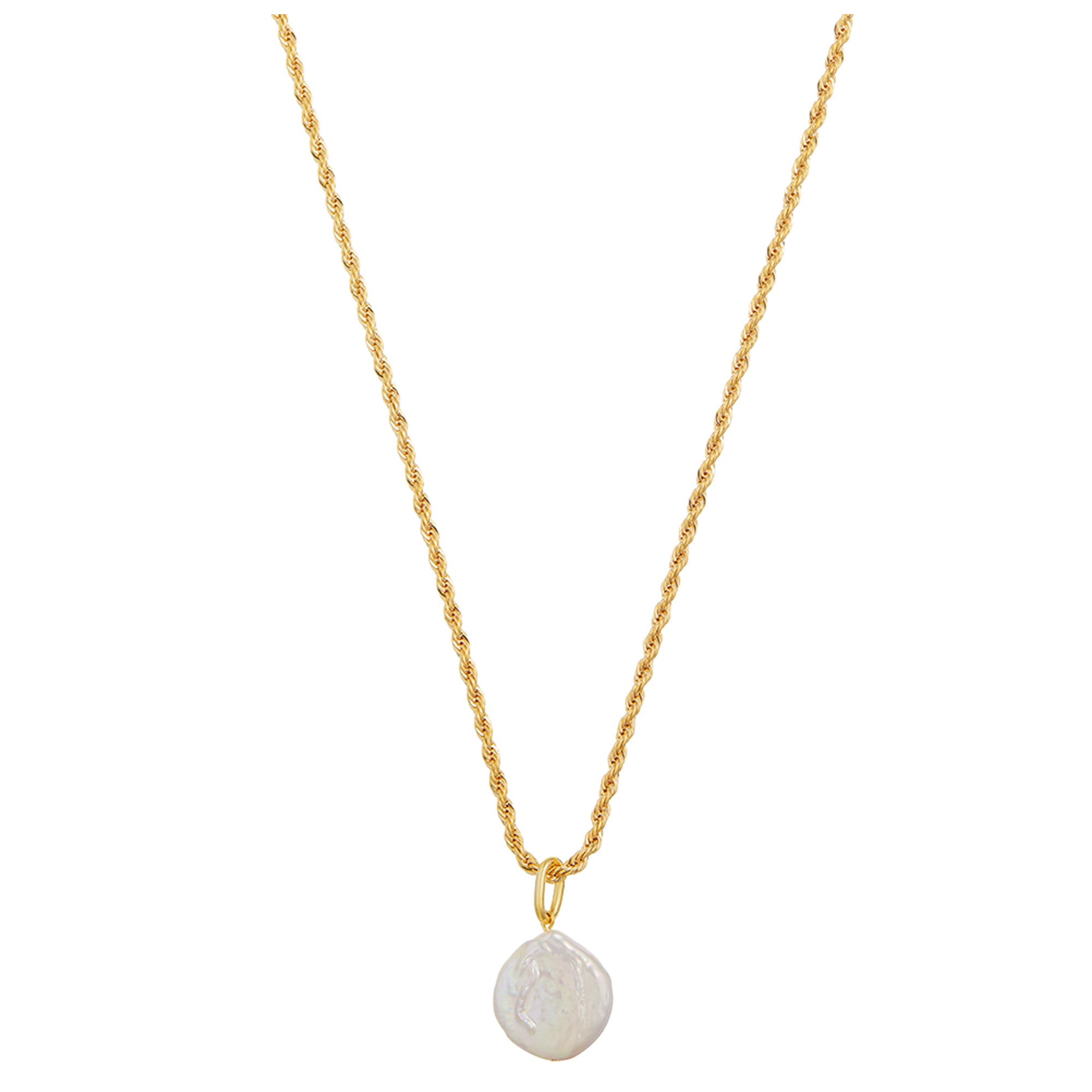 Flat Pearl & Rope Chain Necklace - Orelia London