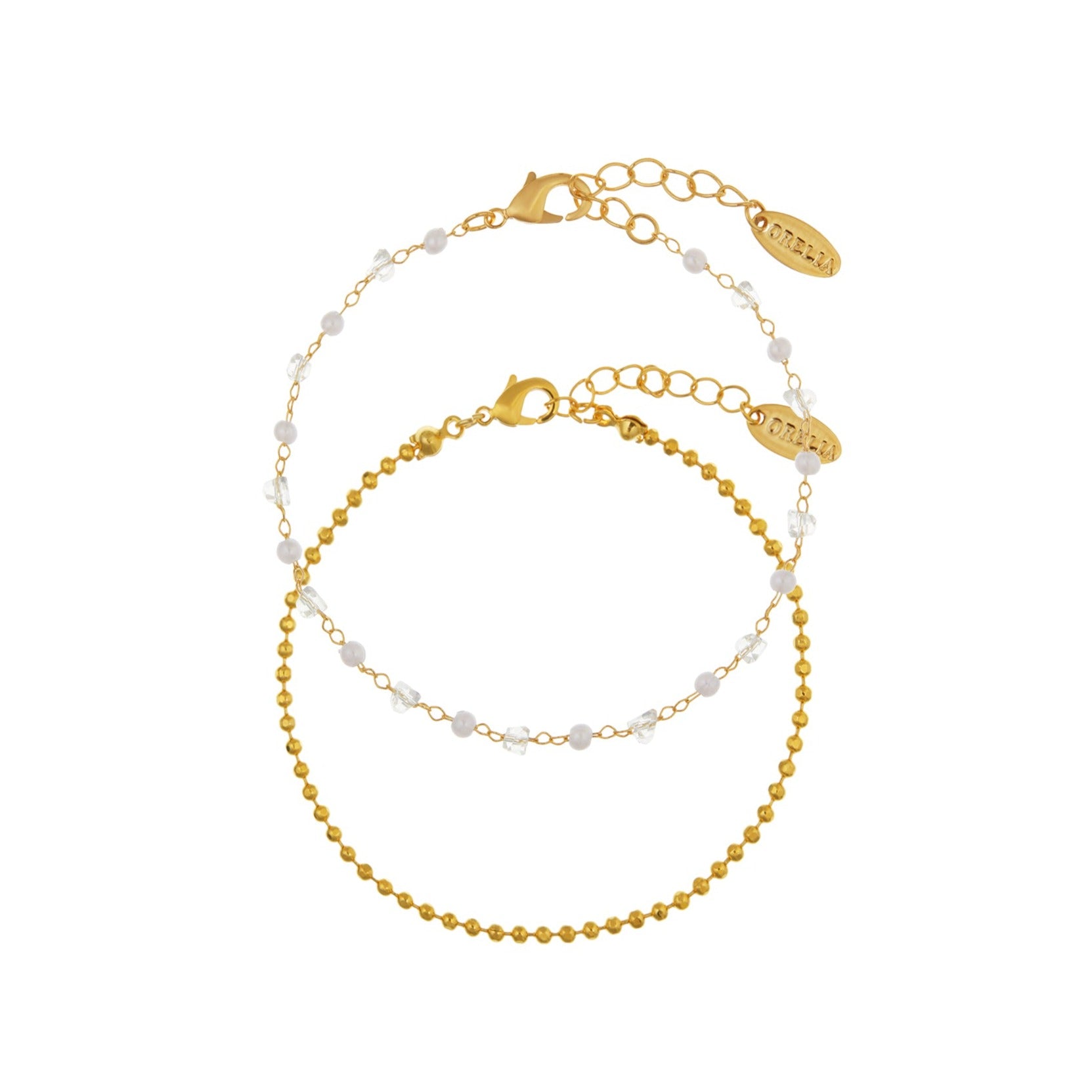 Crystal & Pearl 2-Row Bracelet - Orelia London