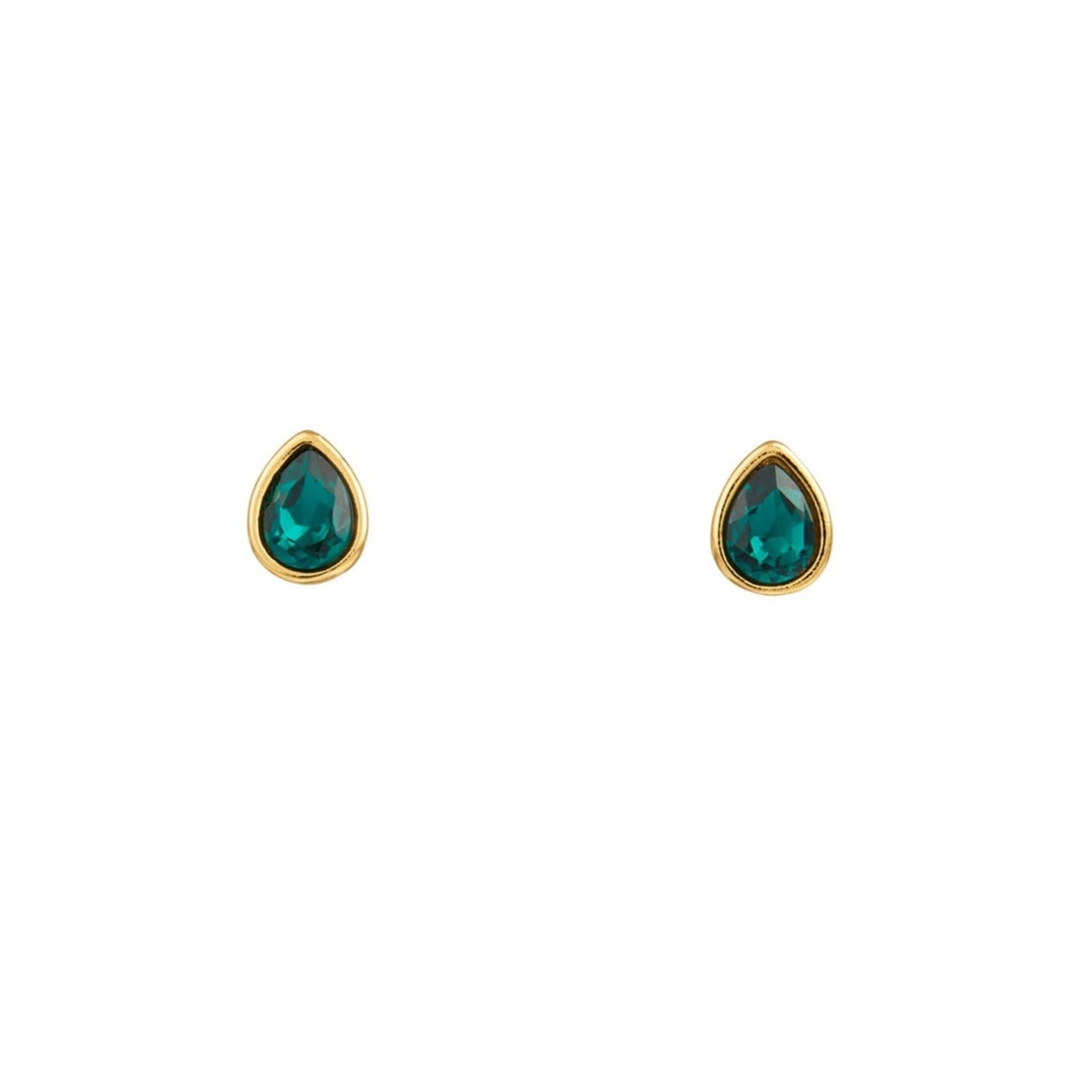 Emerald Teardrop Stud Earrings Made With Swarovski Crystals - Orelia London