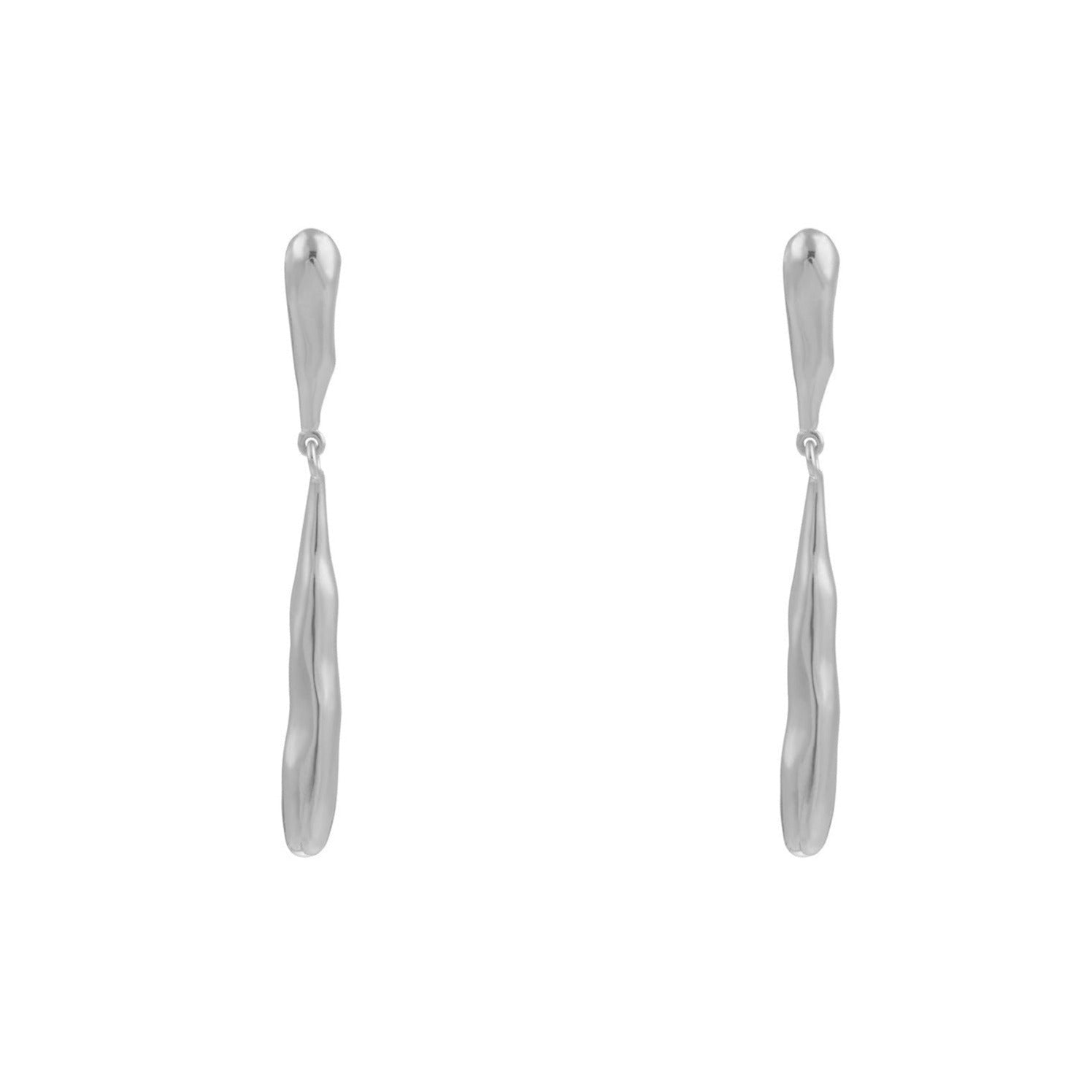 Organic Droplet Stud Earrings - Silver - Orelia London