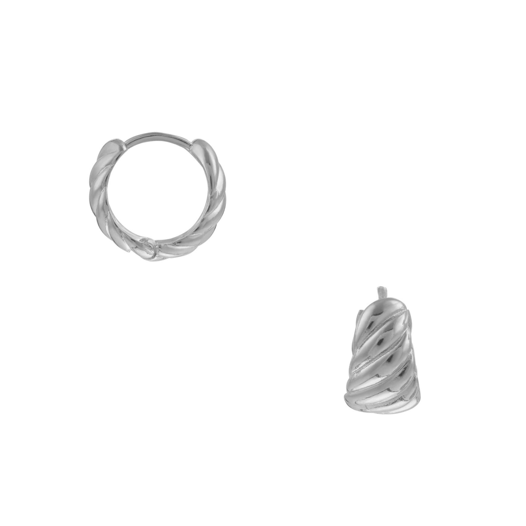 Twist Chubby Huggie Hoop Earrings - Silver - Orelia London