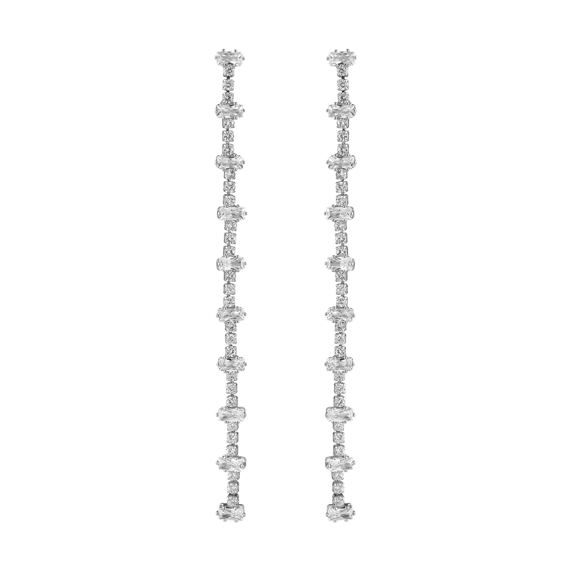 Baguette & Cupchain Long Drop Earrings - Orelia London