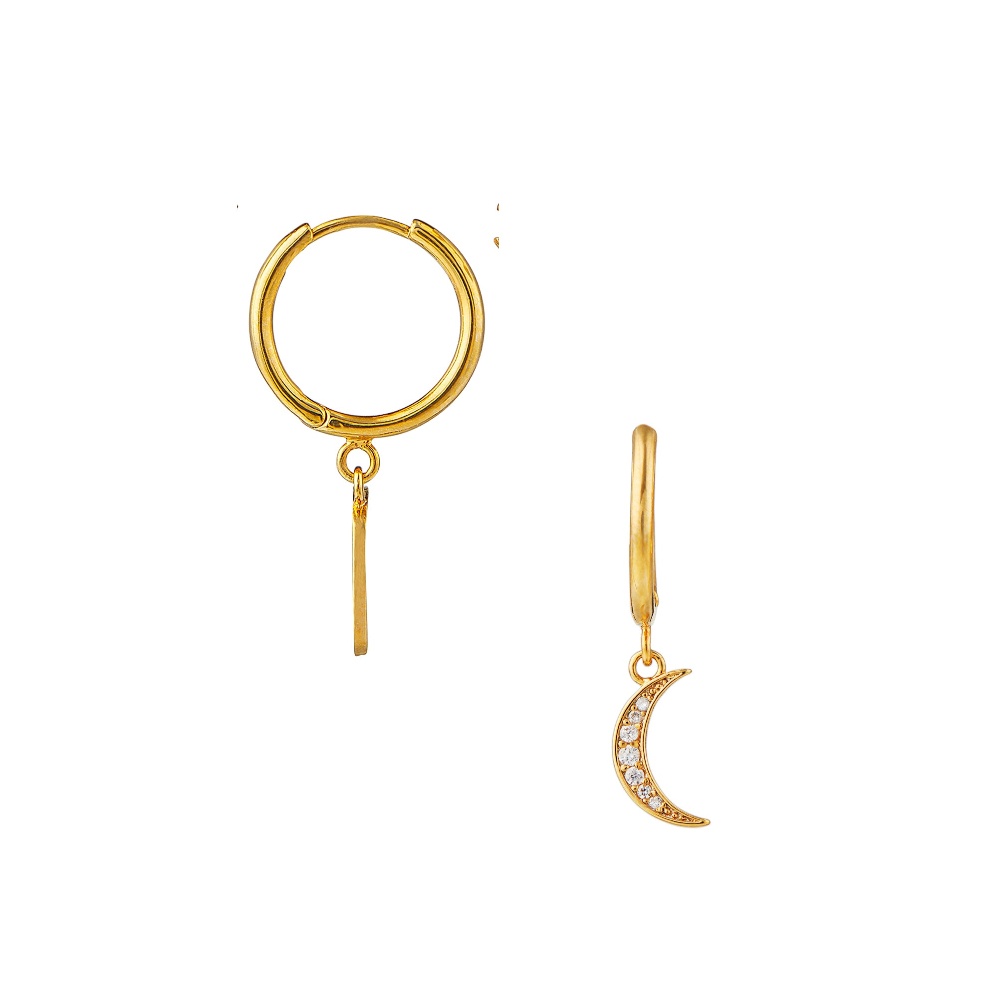 PavÃ© Moon Hoop Earrings - Gold - Orelia London