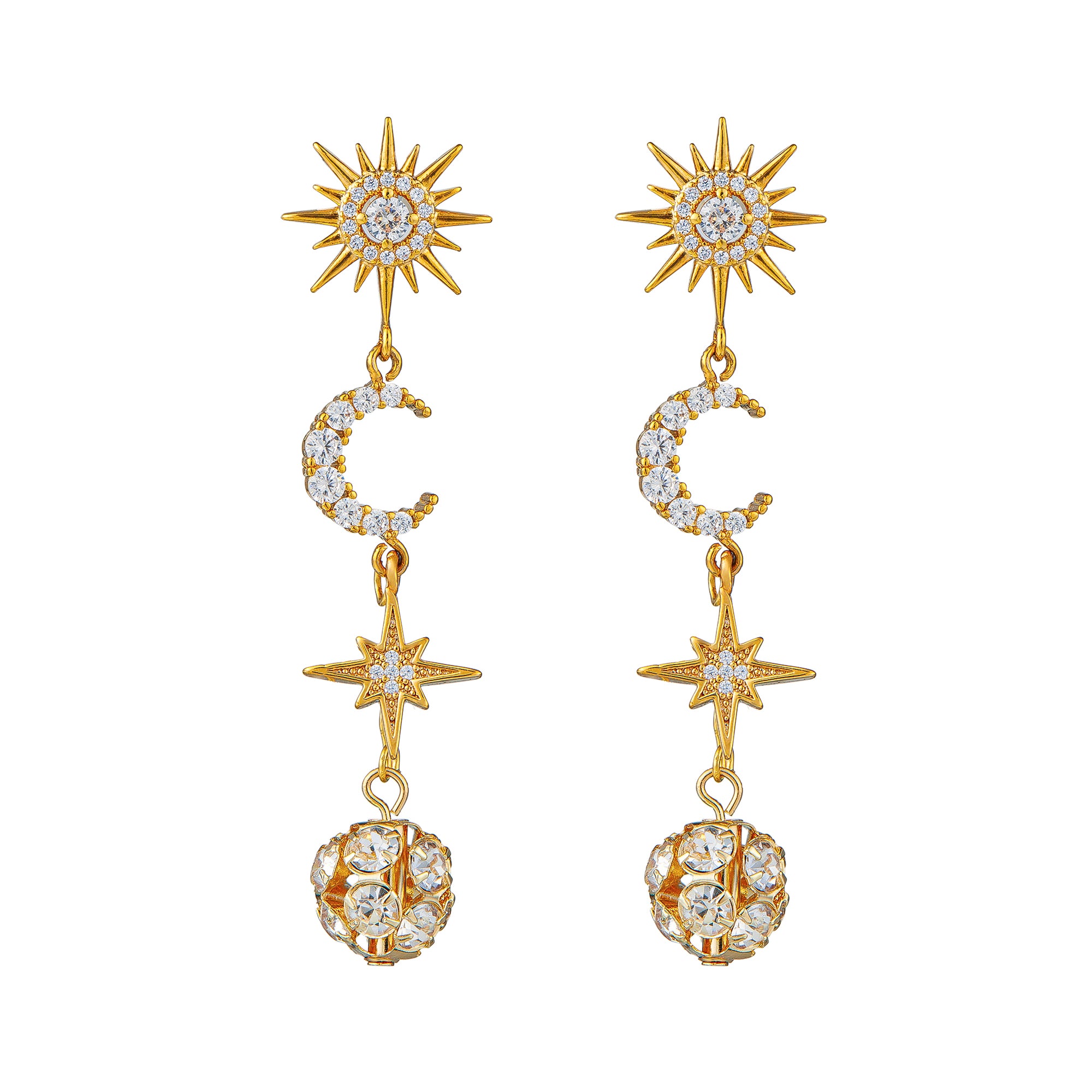 Statement Earth, Moon & Stars Earrings - Orelia London