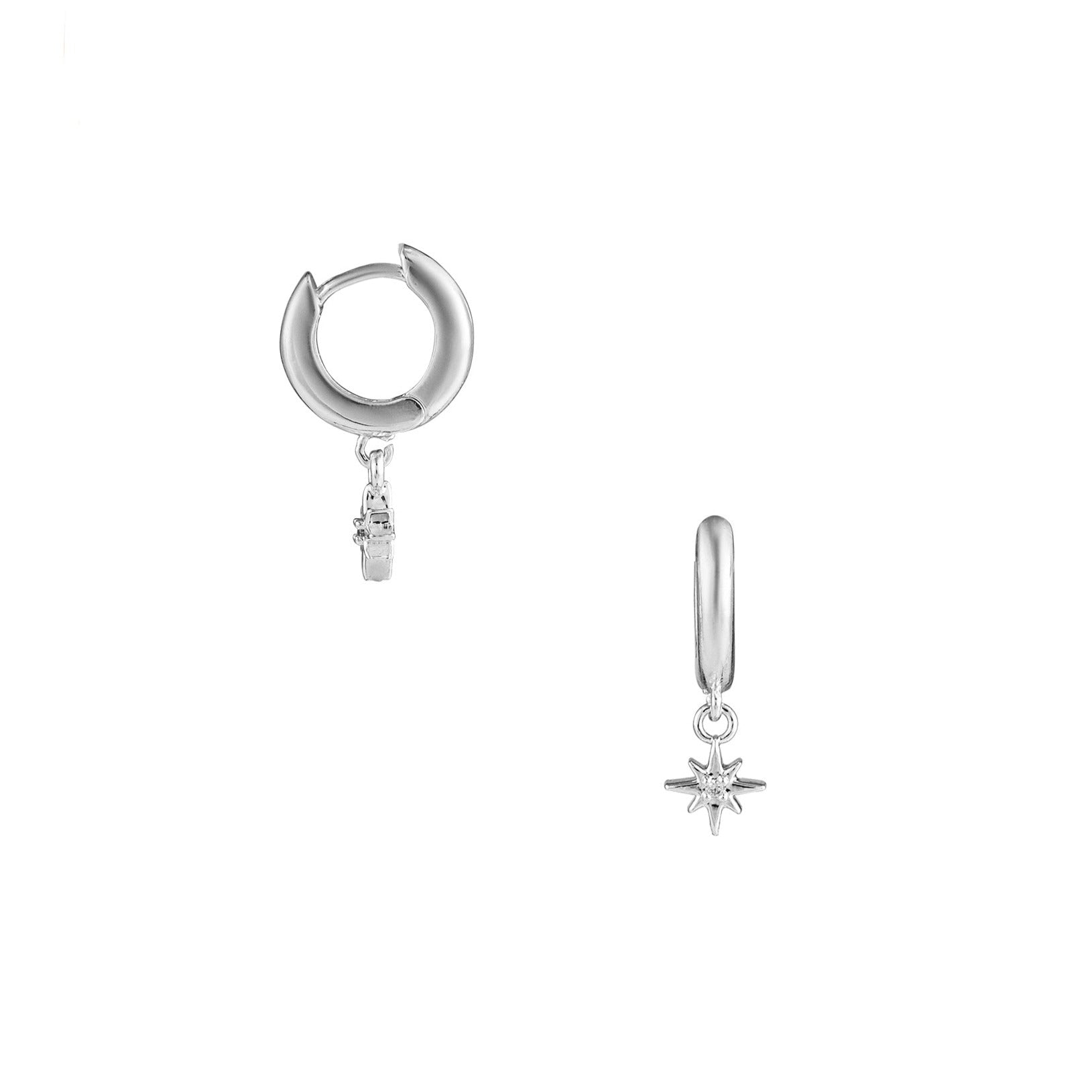 Starburst PavÃ© Micro Huggie Hoop Earrings - Silver - Orelia London