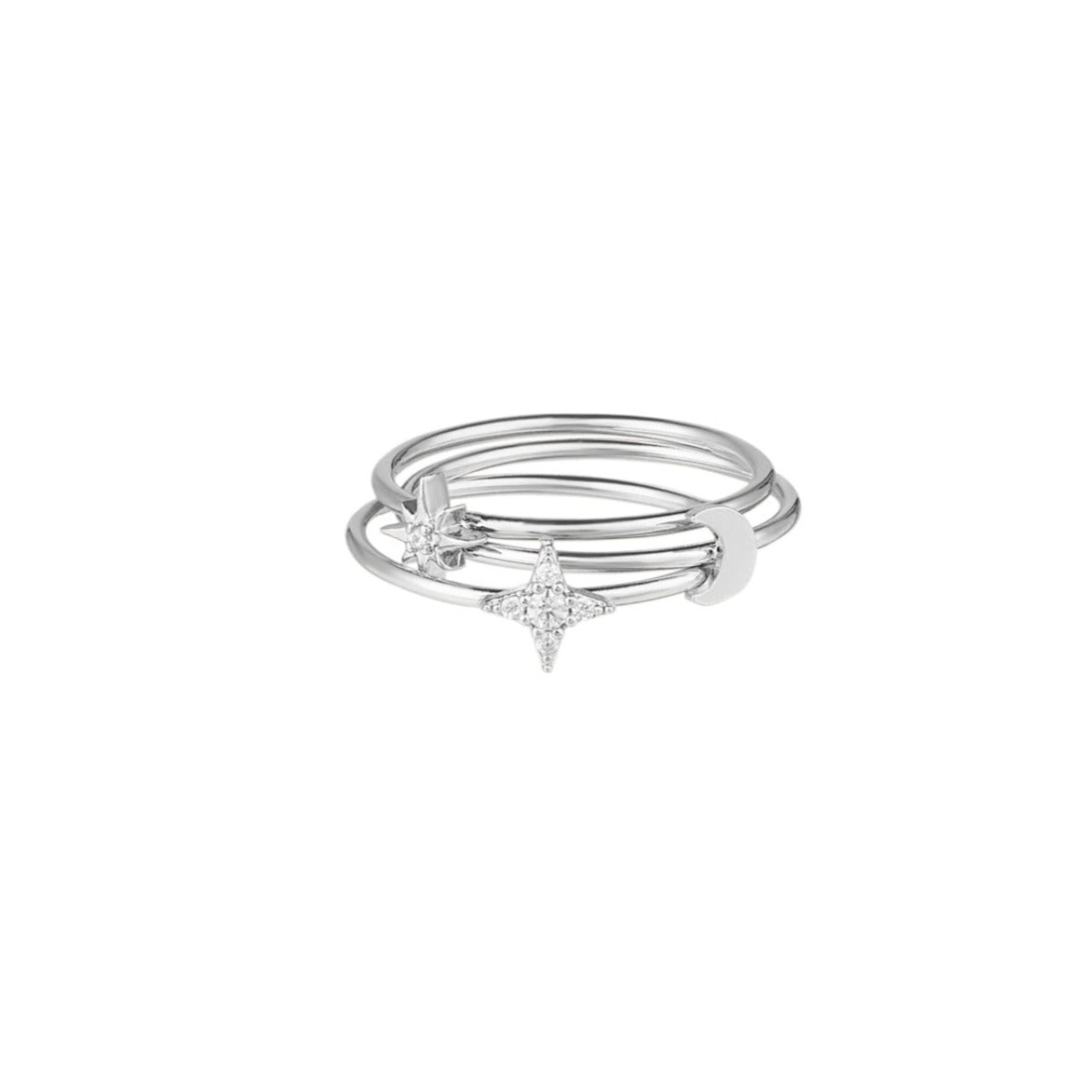 Celestial Stacking Rings - Silver M/L - Orelia London