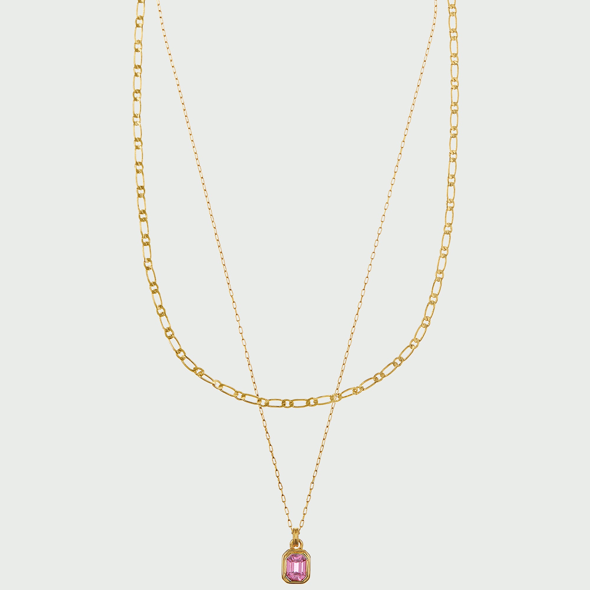Rose Gem & Figaro Chain Layered Necklace - Orelia x Susan Caplan