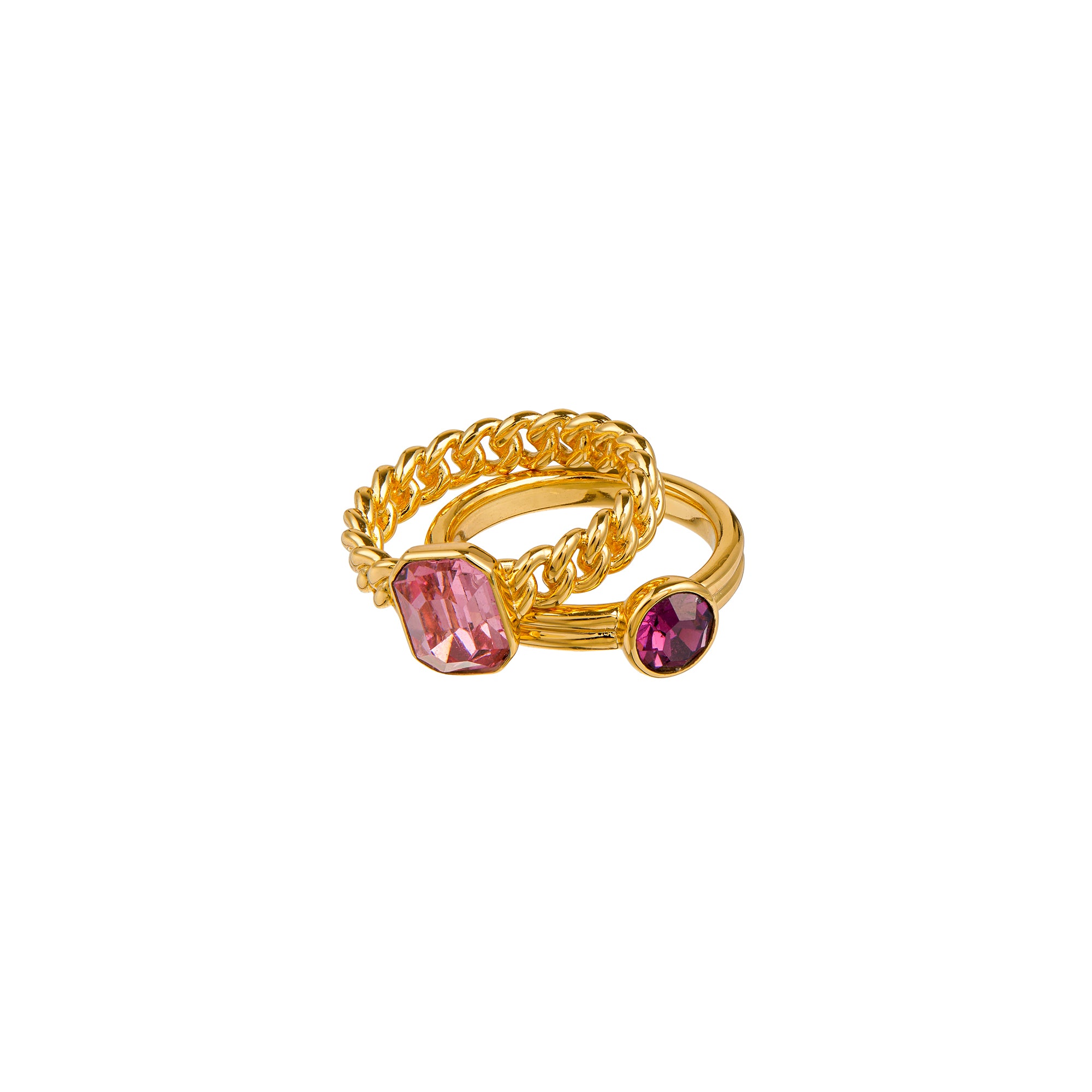 Amethyst & Rose Stacking Ring Set M/L - Orelia x Susan Caplan