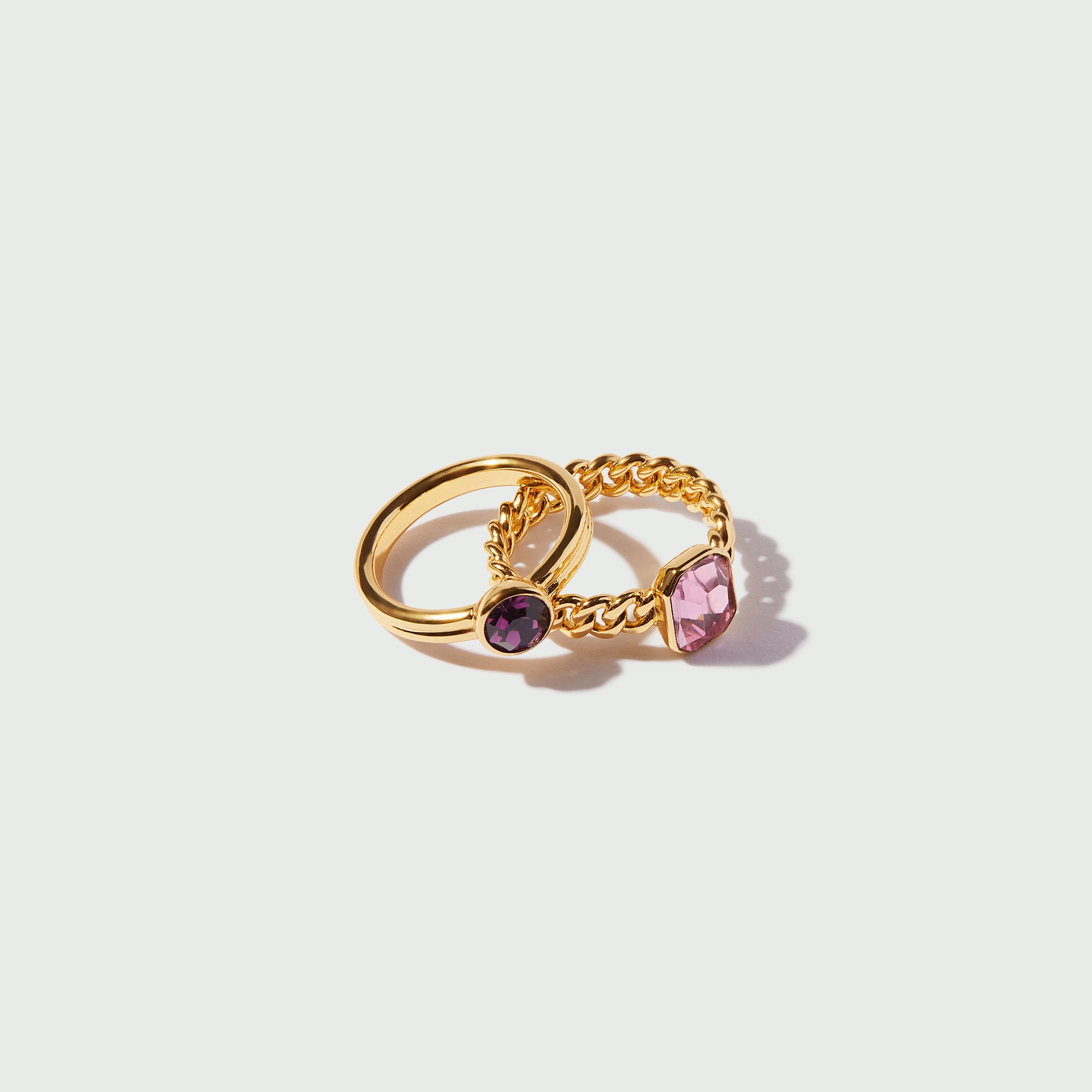 Amethyst & Rose Stacking Ring Set M/L - Orelia x Susan Caplan