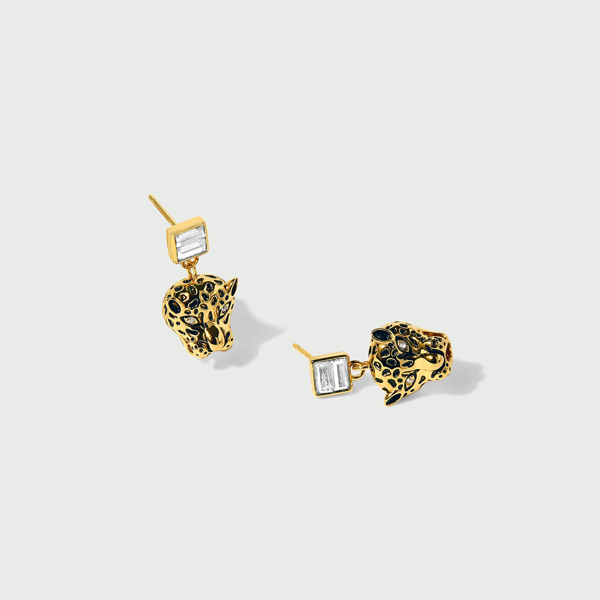 Crystal Baguette Leopard Drop Earrings - Orelia x Susan Caplan