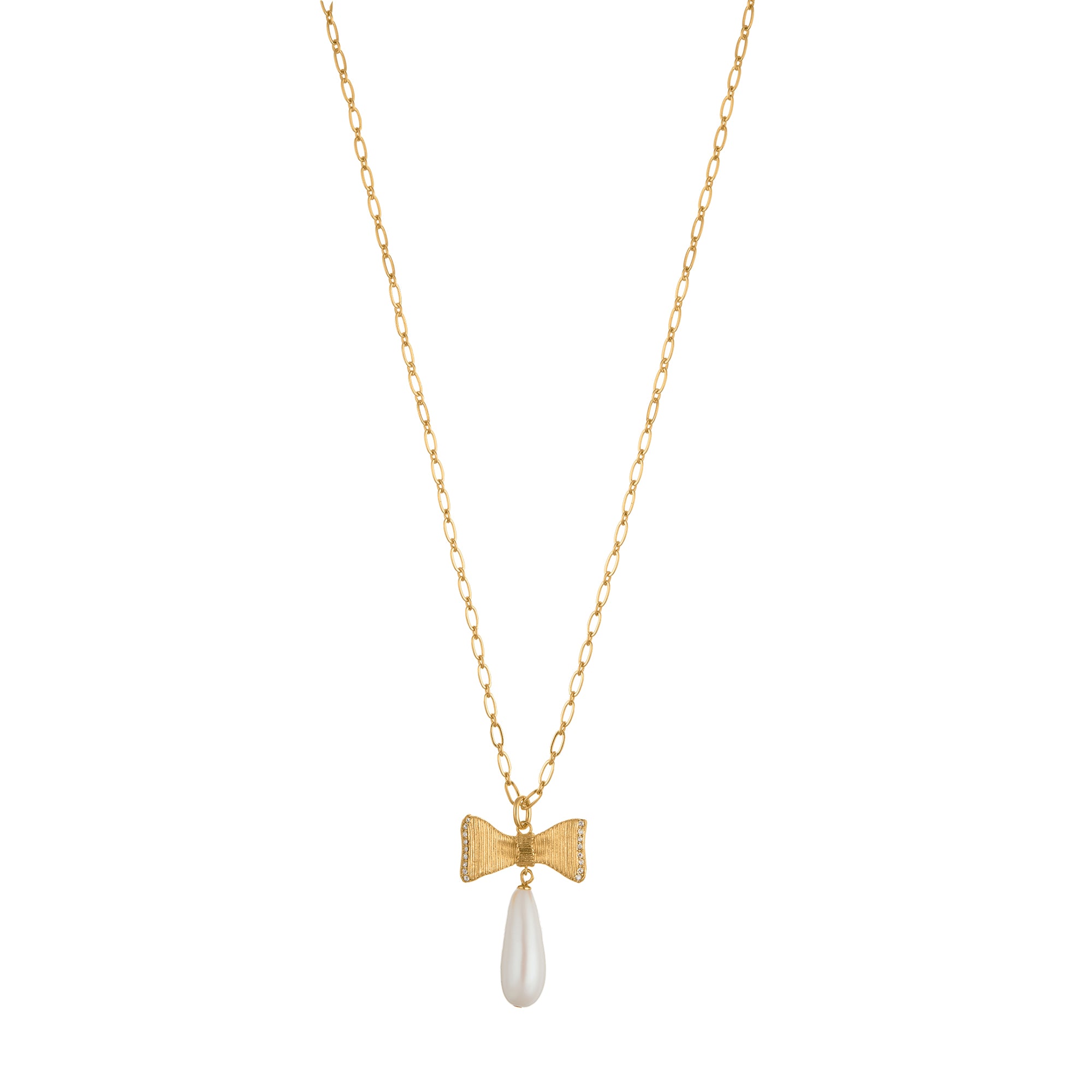 Embellished Bow Pearl Necklace - Orelia x Susan Caplan