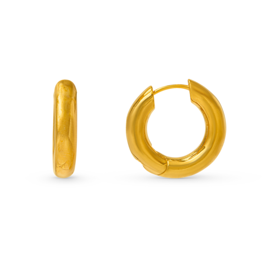 Polished Chubby Mid-Sized Hoop Earrings - Gold - Orelia London