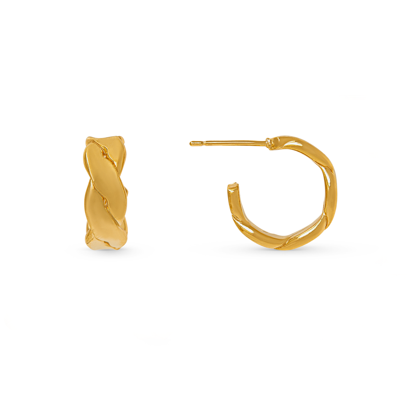 Flat Twist Small Hoop Earrings - Orelia London