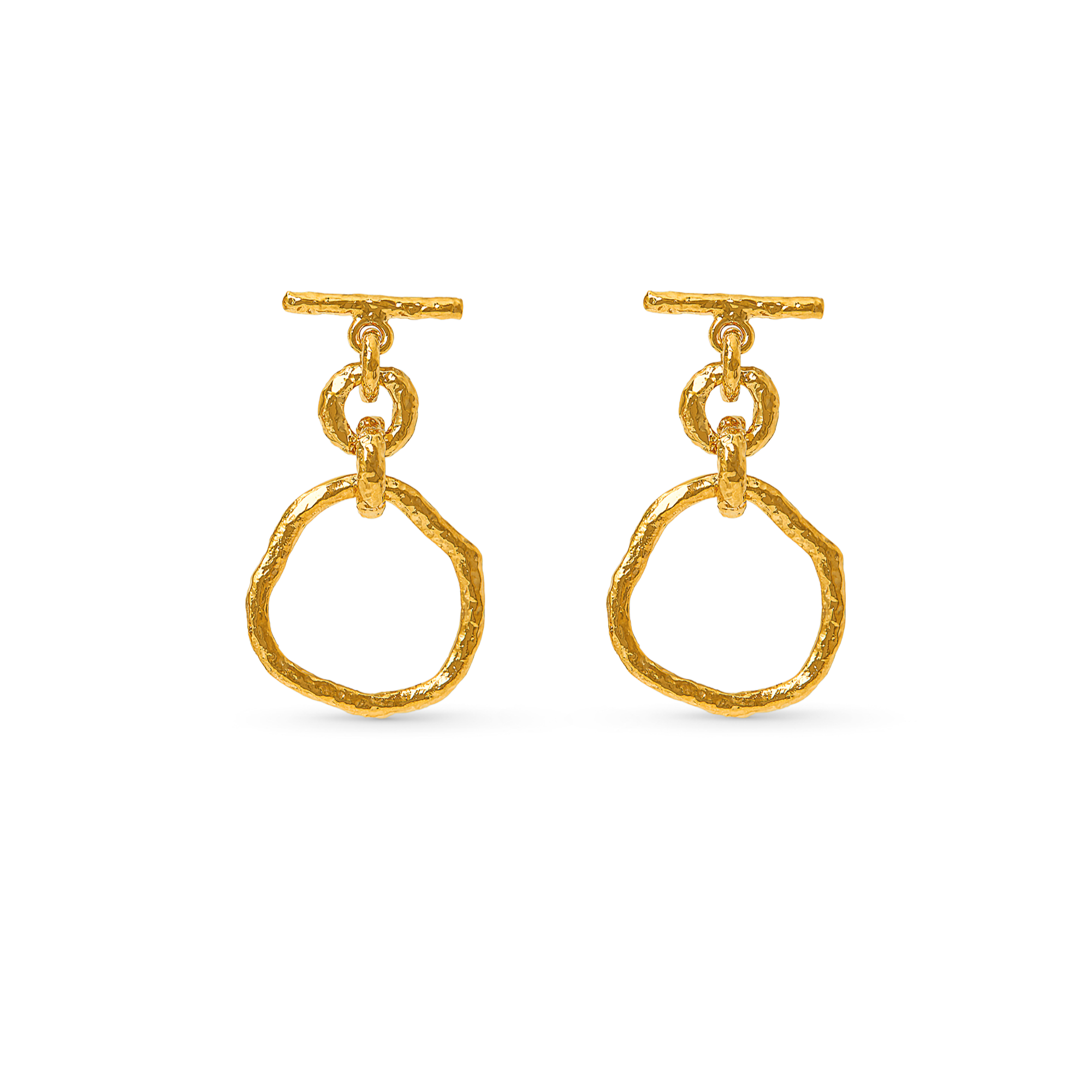 Molten T-Bar & Open Circle Drop Earrings - Orelia London