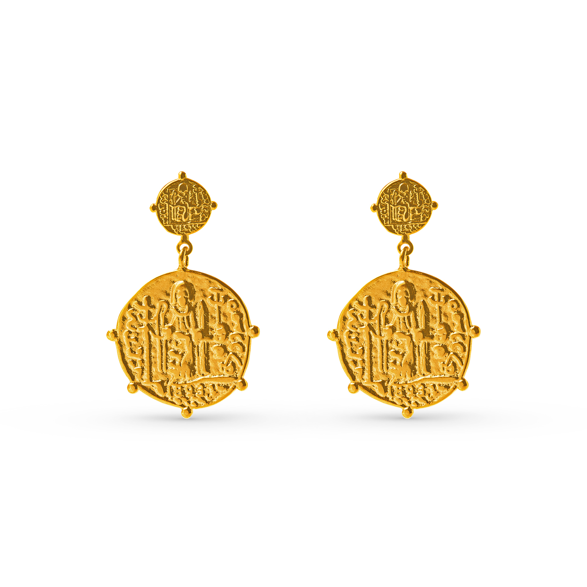 Medallion Double Drop Earring - Orelia London