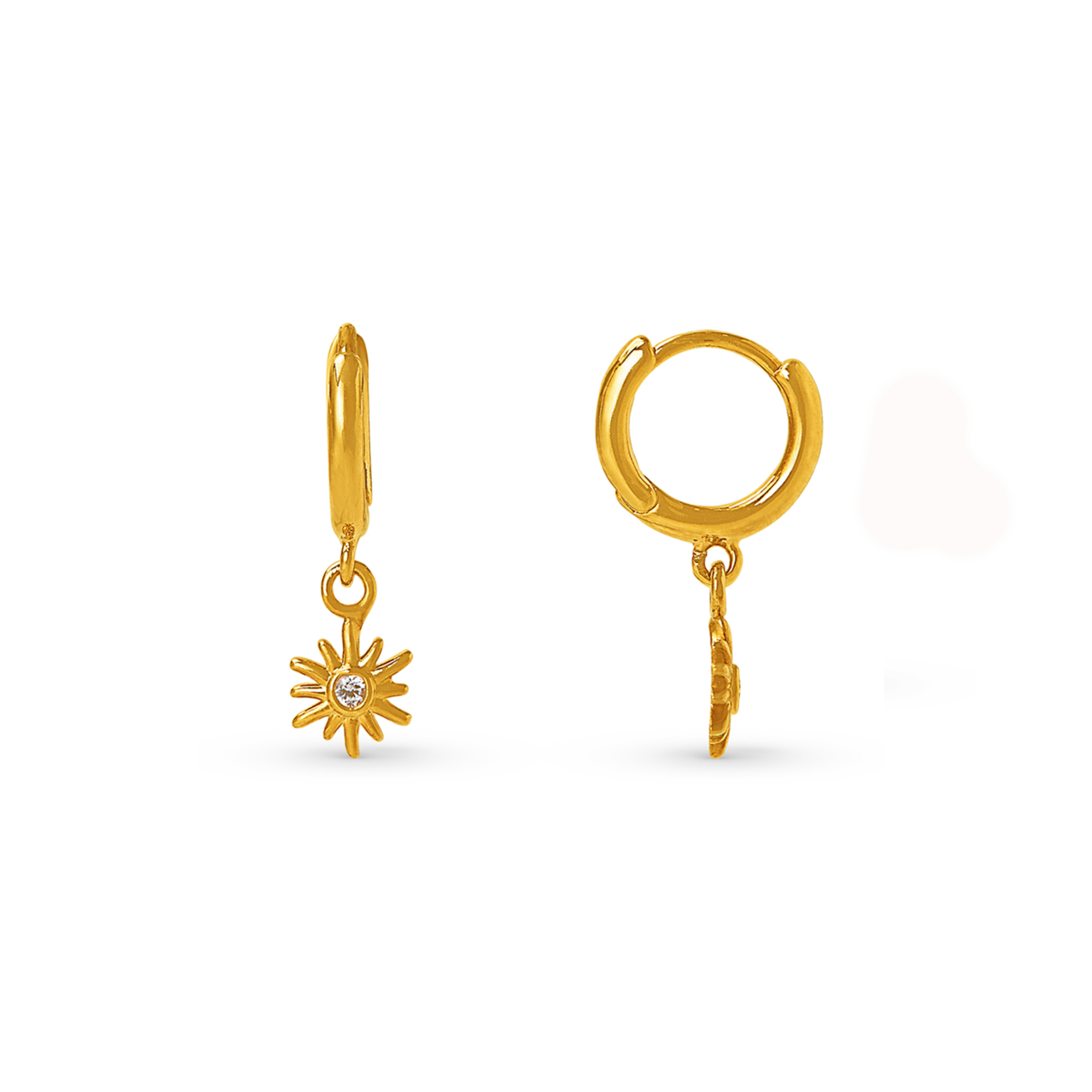 Sunburst Charm Micro Hoop Earrings - Orelia London