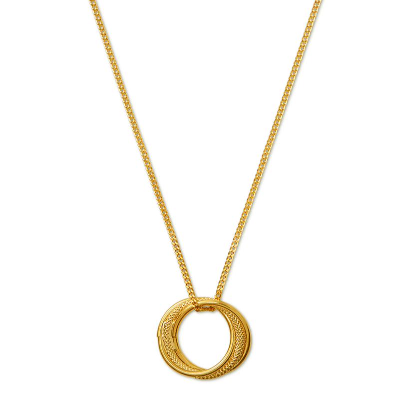 Textured Interlocking Open Circle Necklace - Orelia London