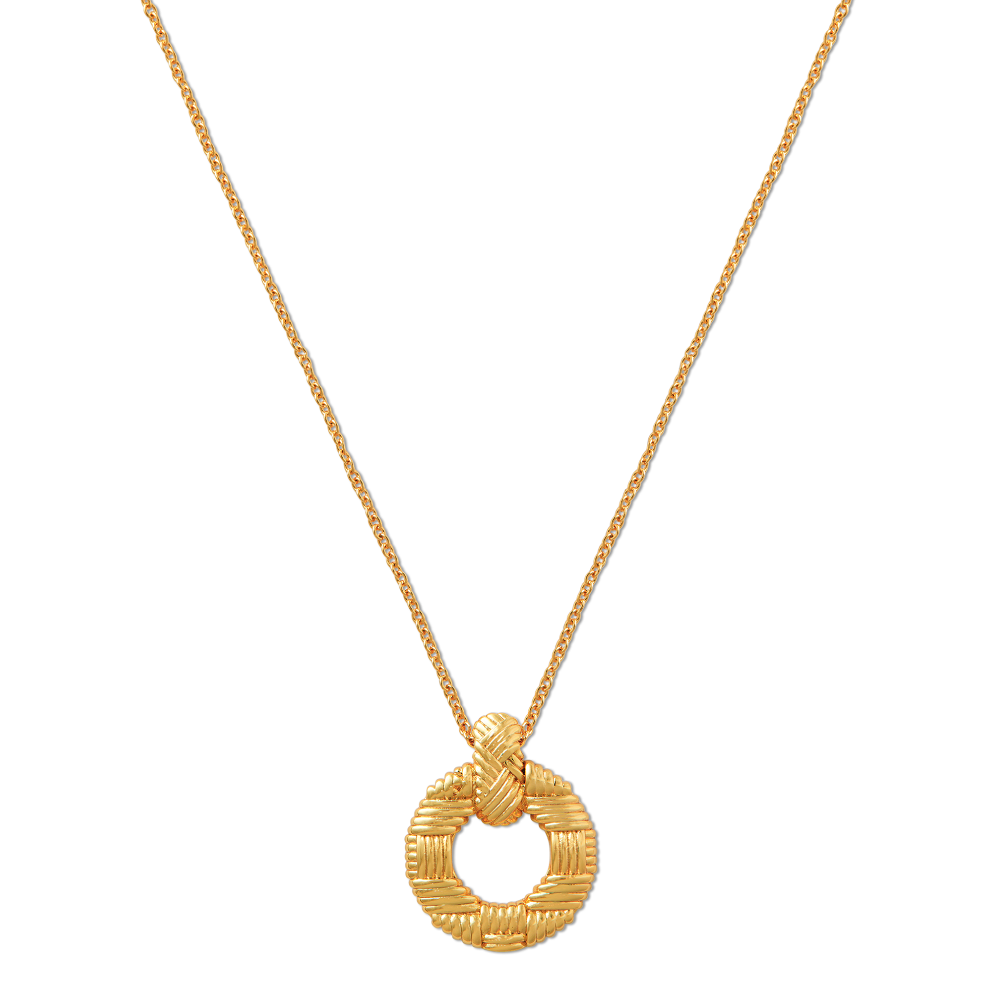 Braided Texture Interlocking Open Circle Necklace - Orelia London