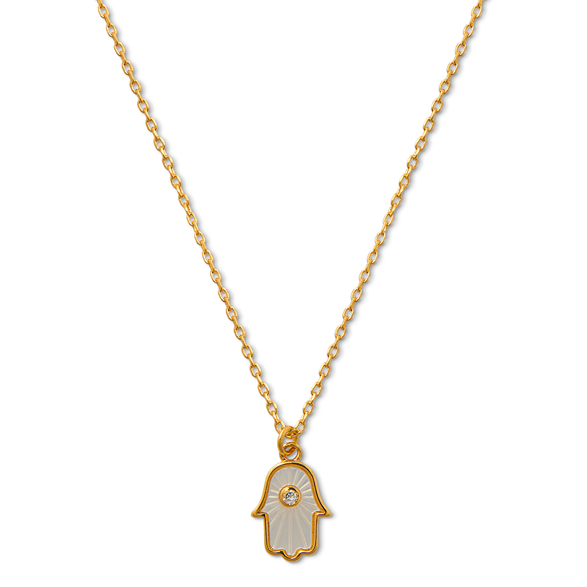 Mother Of Pearl Hamsa Hand Necklace - Orelia London