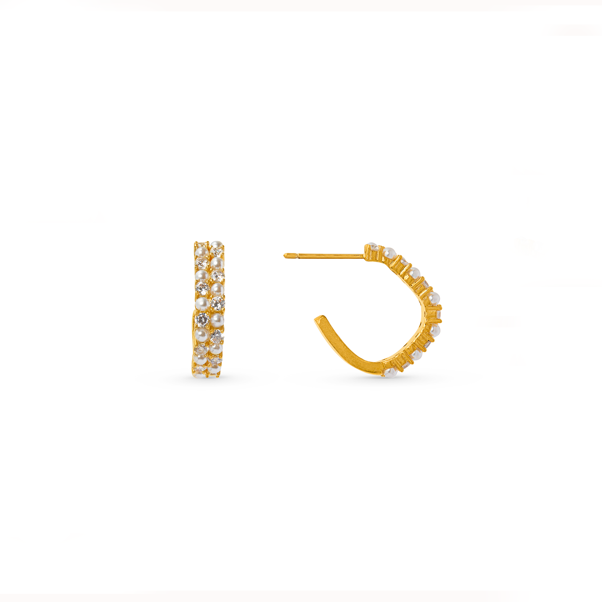 Crystal & Pearl Embellished Oval Hoop Earrings - Orelia London