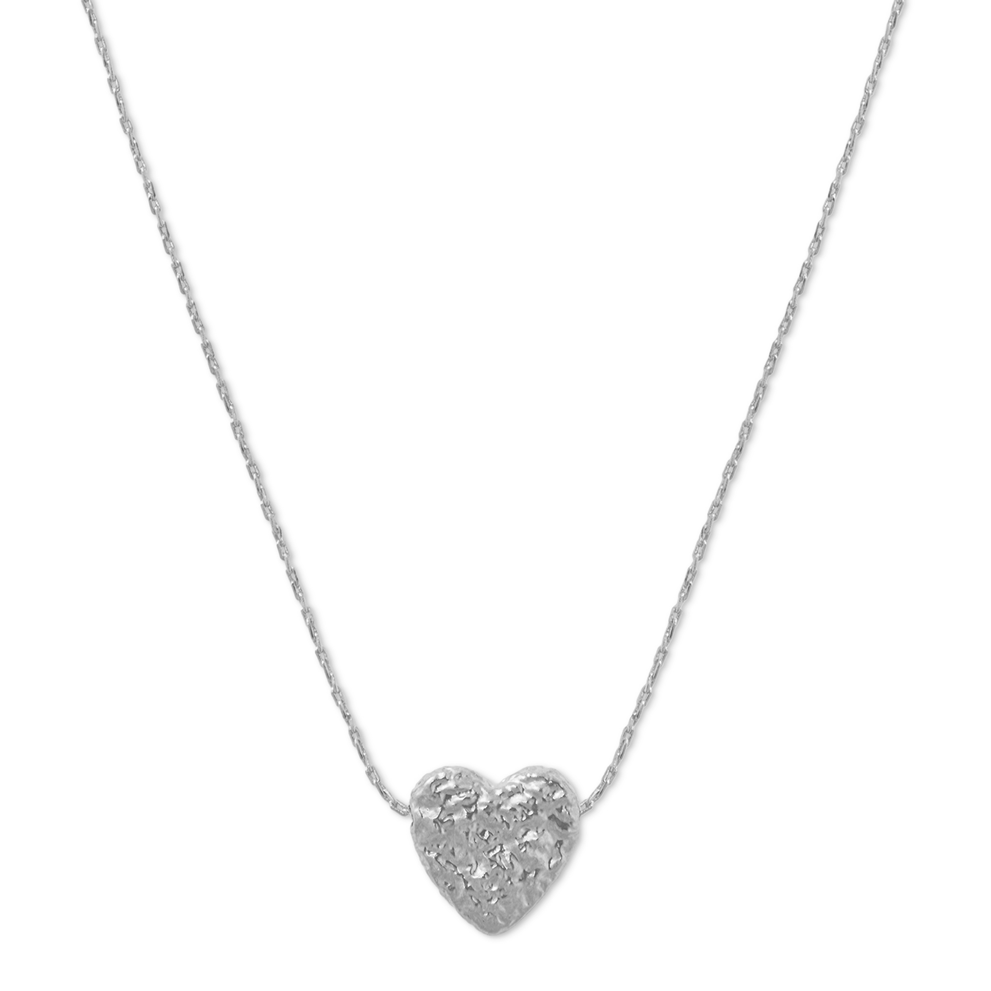 Molten Thread Through Heart Collar Necklace - Silver - Orelia London