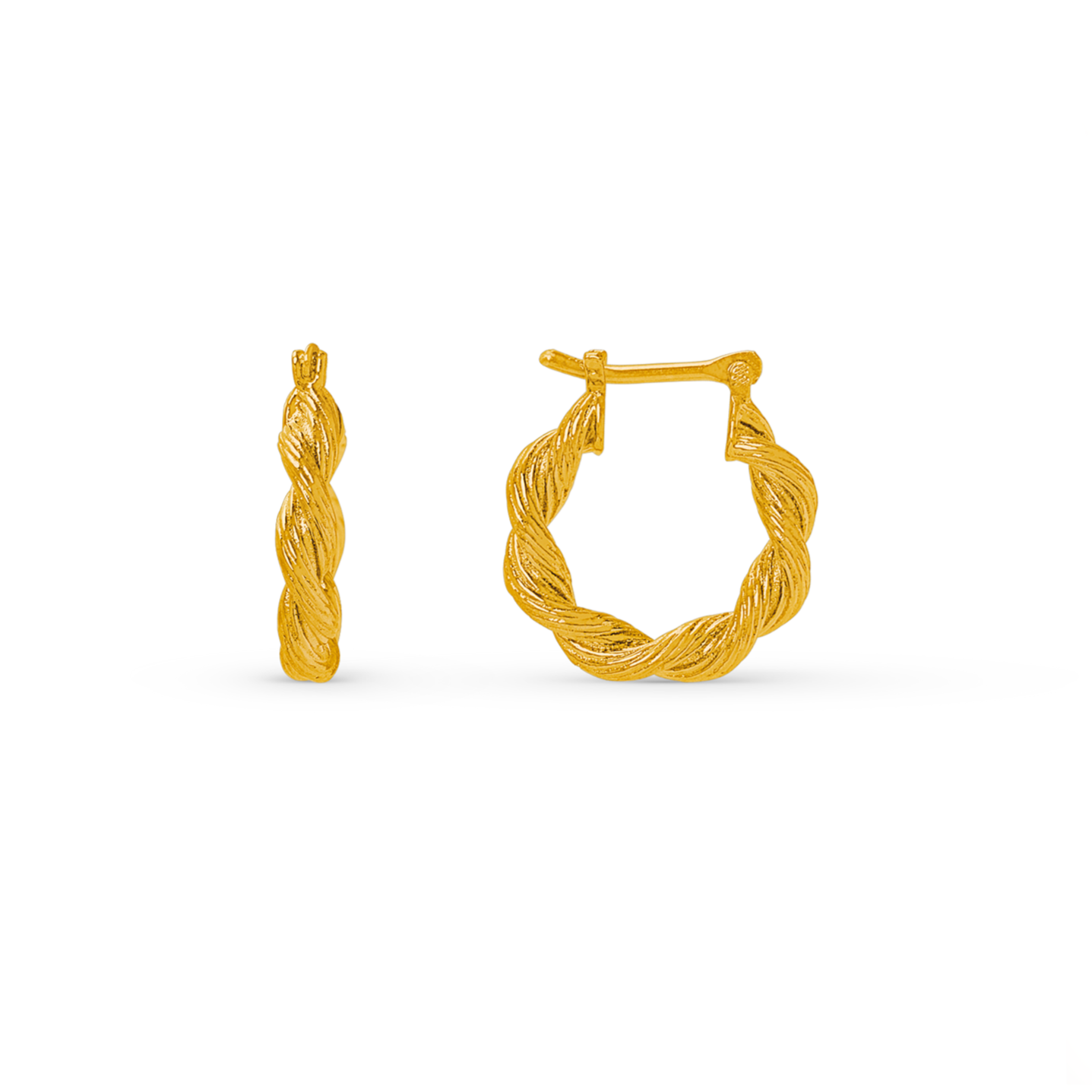 Twist Textured Small Hoop Earrings - Gold - Orelia London