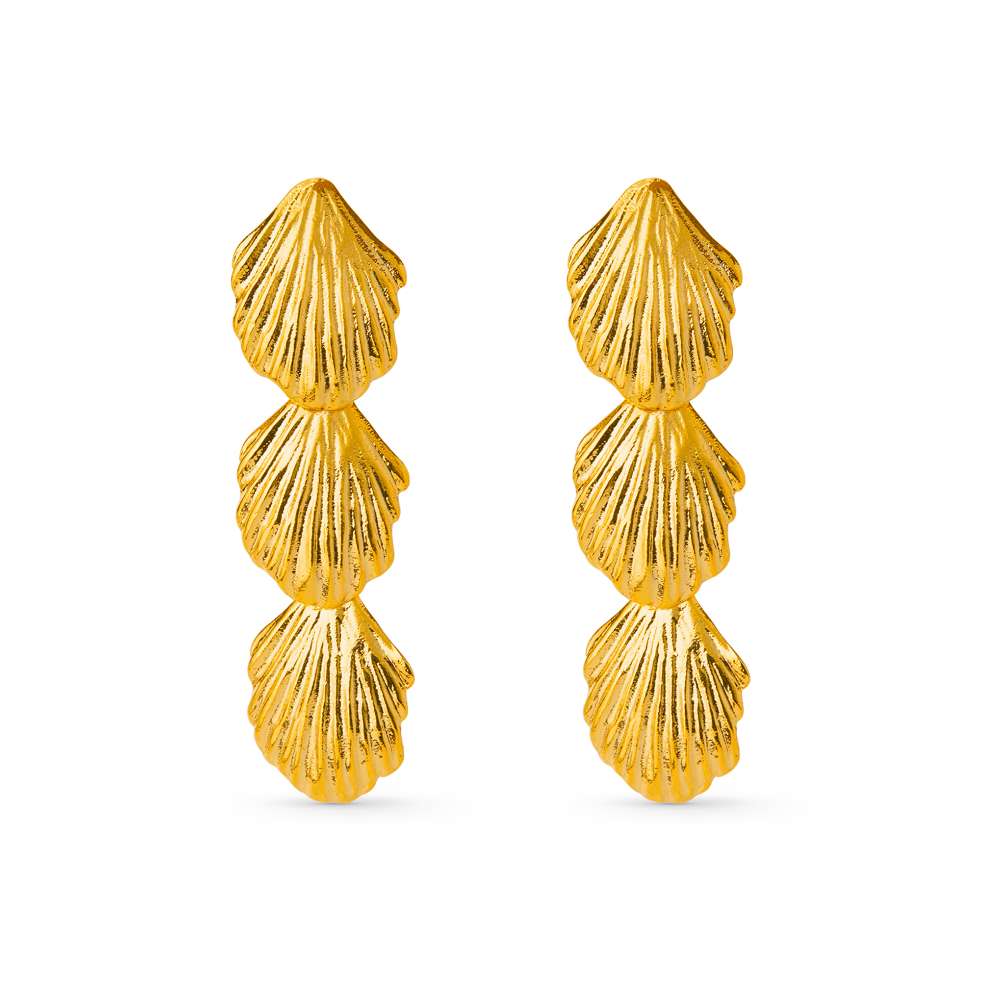 Statement Overlapping Shell Drop Earrings - Orleia London