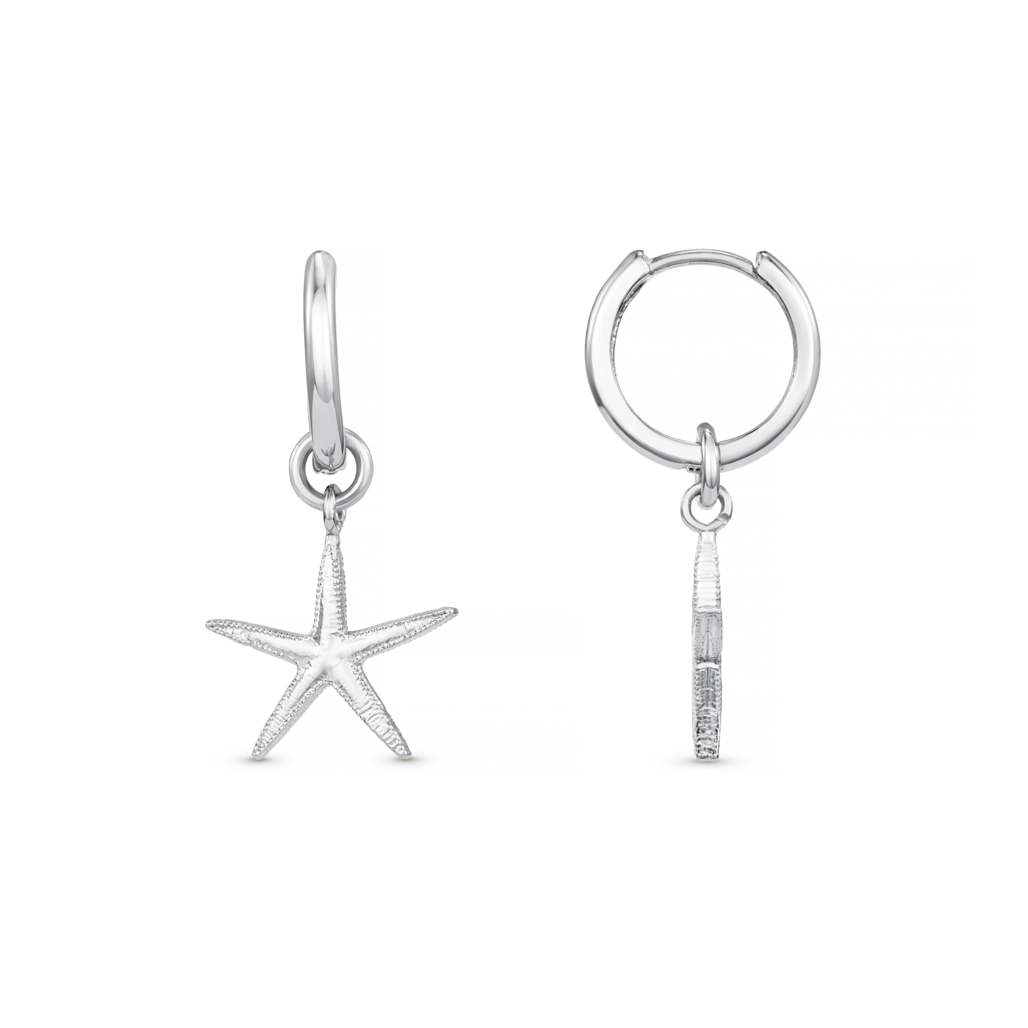 Starfish Huggie Hoop Earrings - Silver - Orelia London