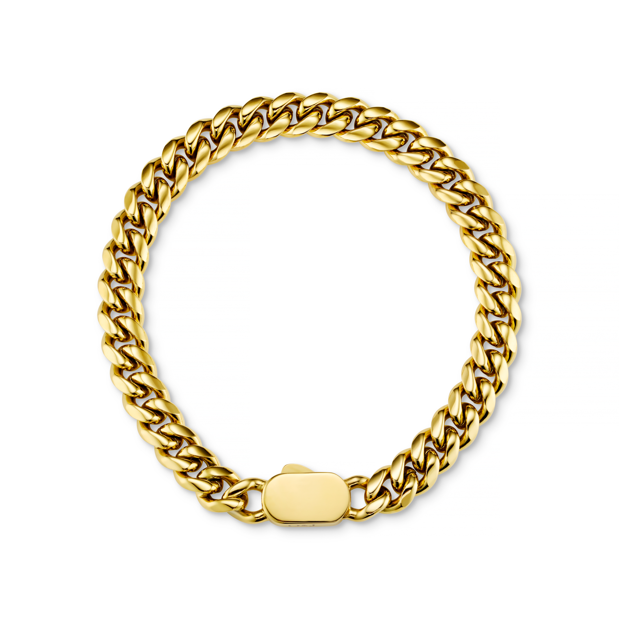 Chunky Flat Curb & Solid Clasp Bracelet - Gold - Orelia & Joe