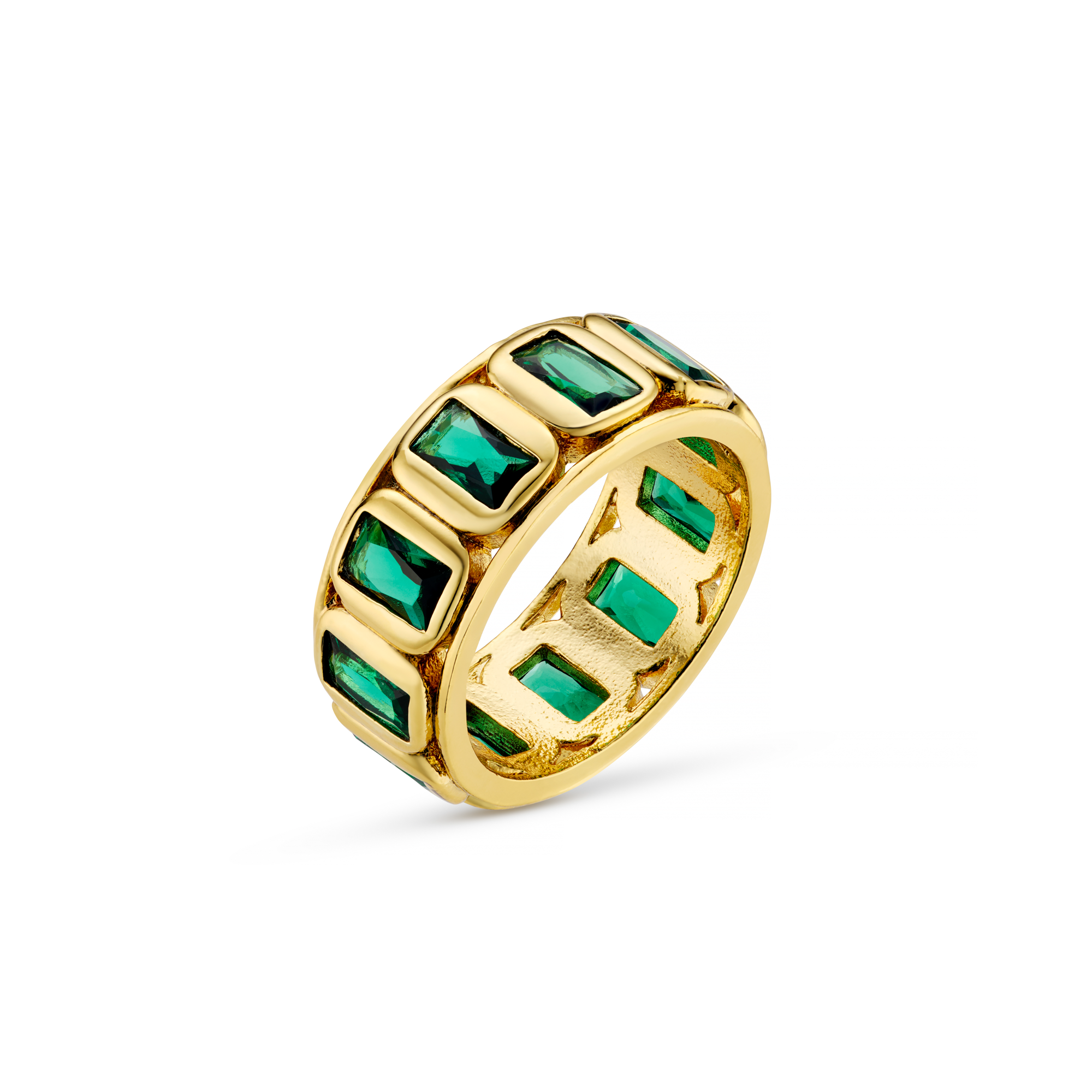 Crystal Baguette Ring - Emerald S/M - Orelia London