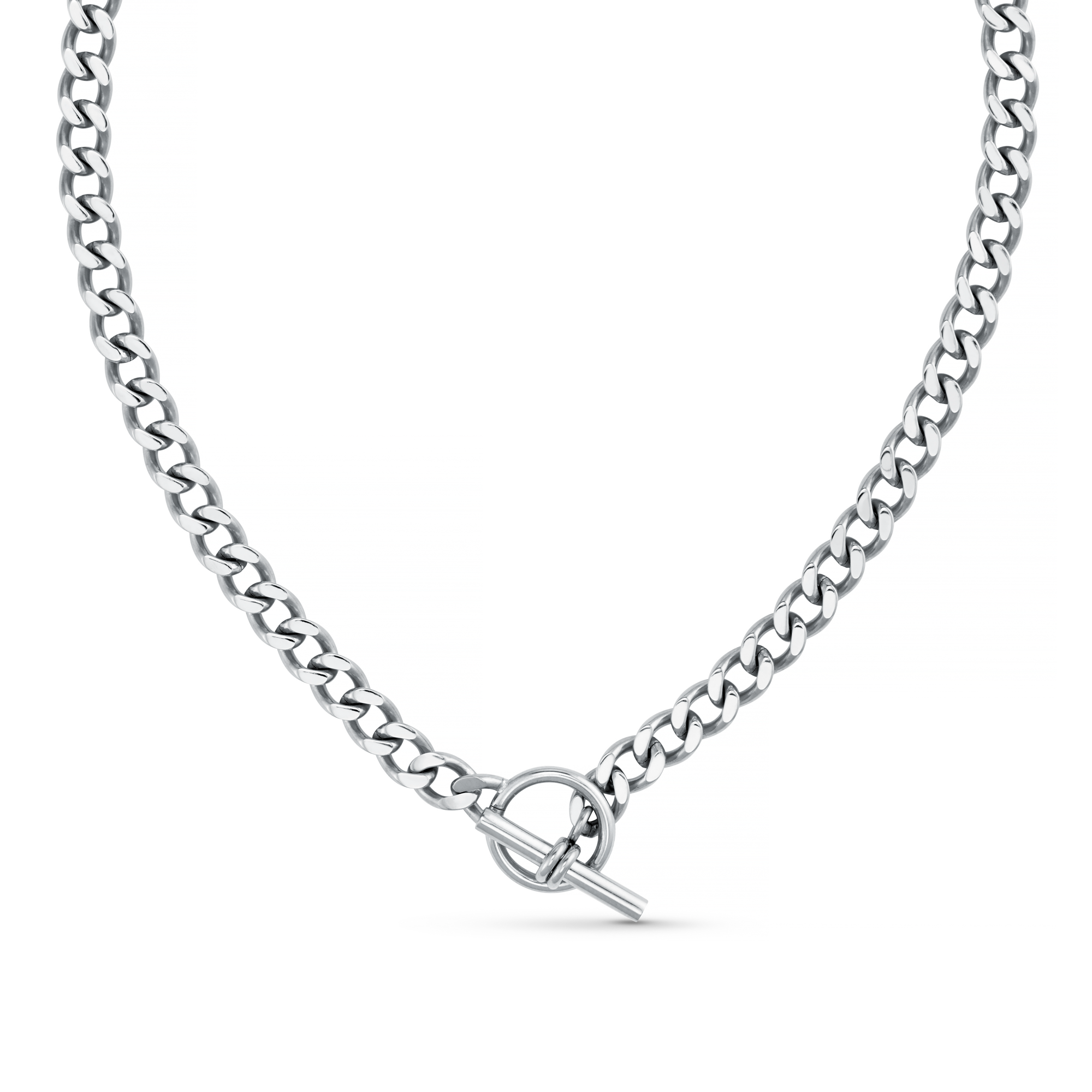 LUXE Flat Curb T-Bar Necklace - Silver - Orelia LUXE