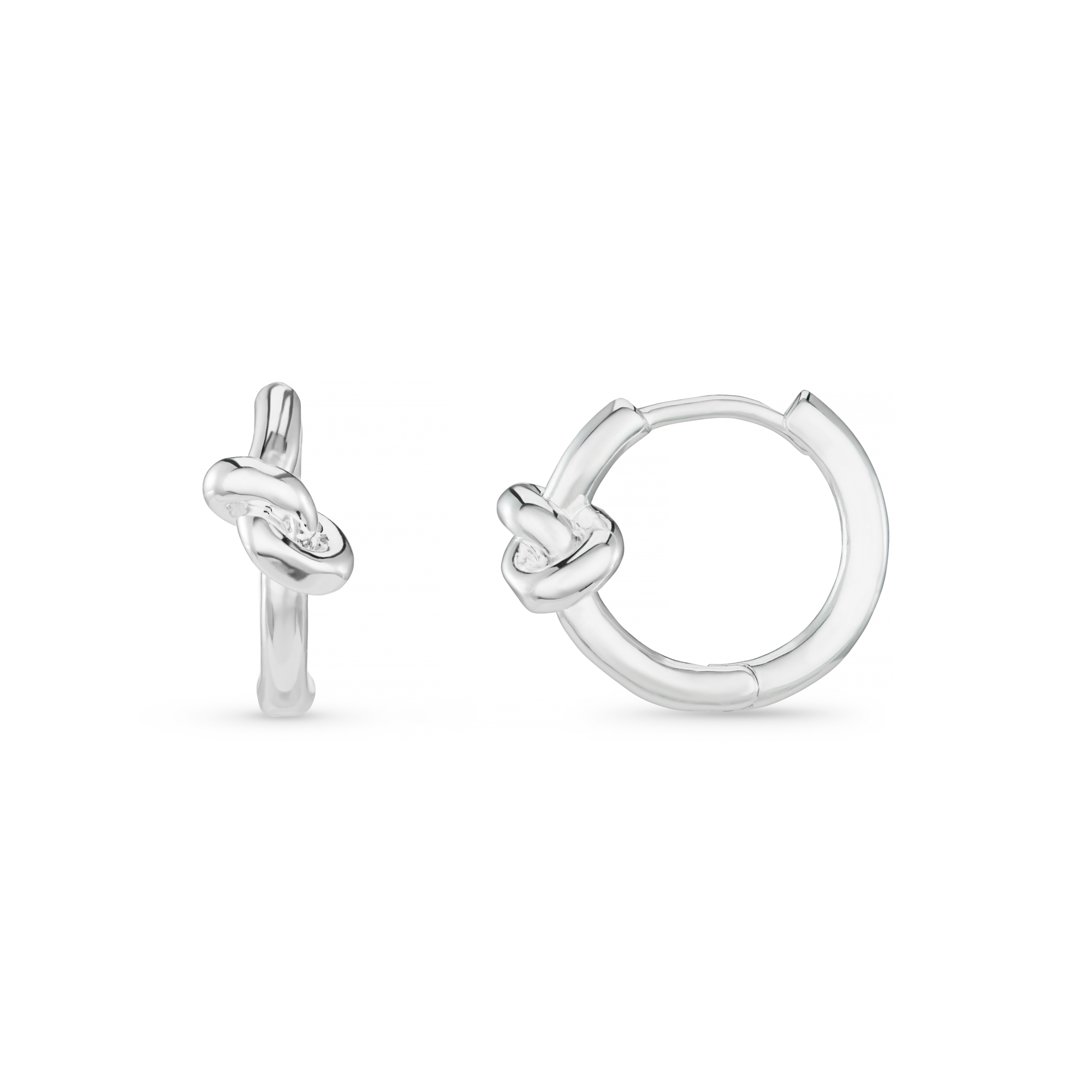 Polished Knot Huggie Hoop Earrings - Silver - Orelia London